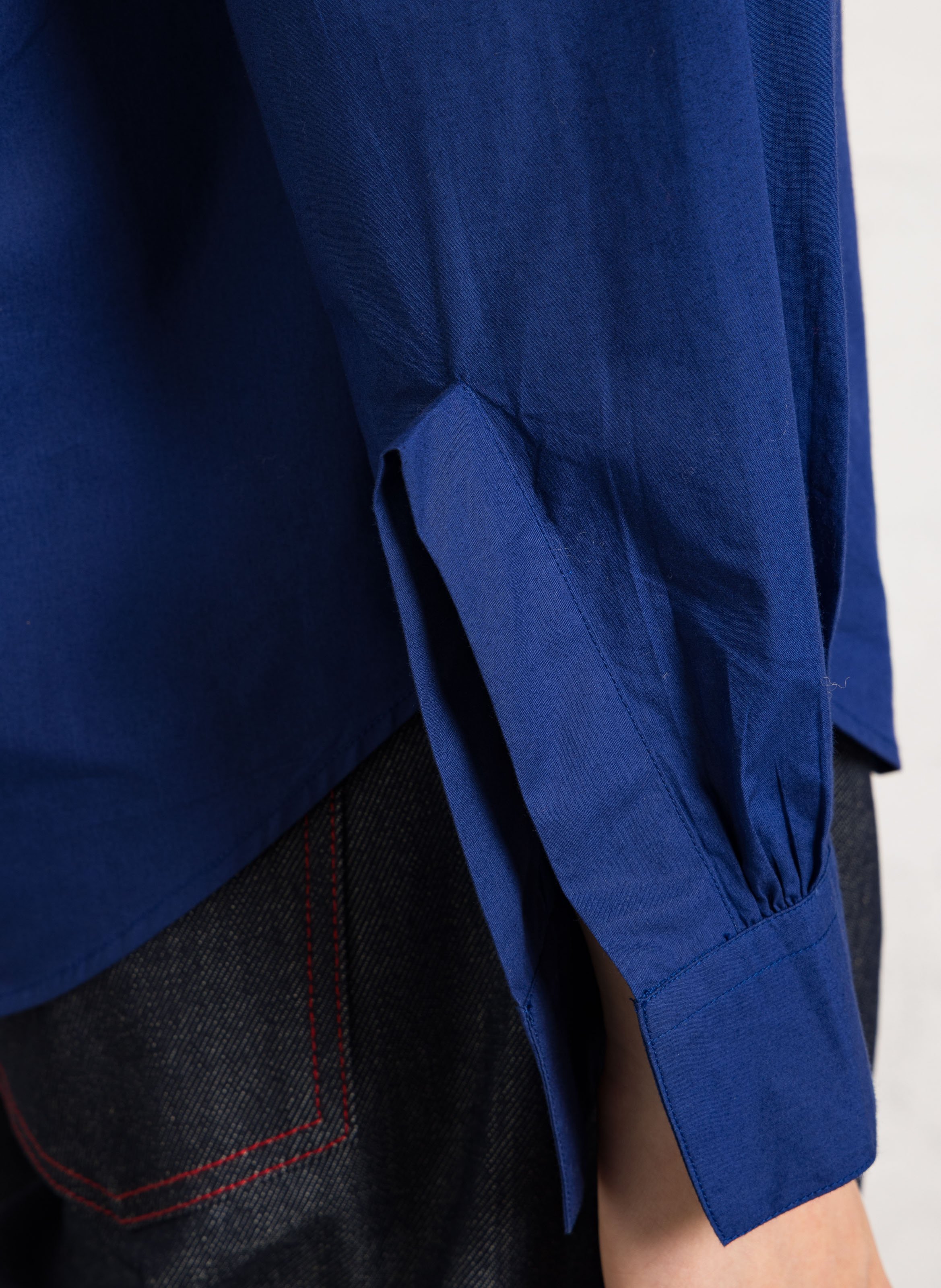 Blouse oversize col tunisien en coton LAURENCE BRAS Bleu