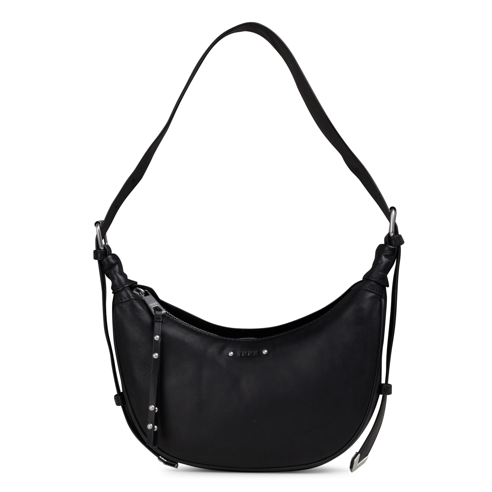 Sac demi-lune en cuir grainé IKKS Noir