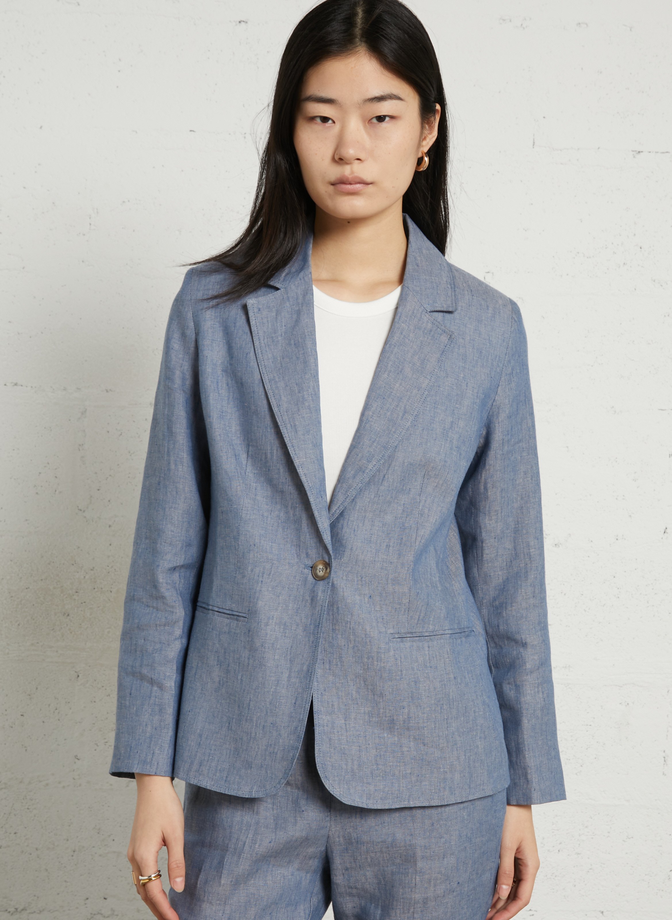 Straight-cut linen blazer SUD EXPRESS Blue