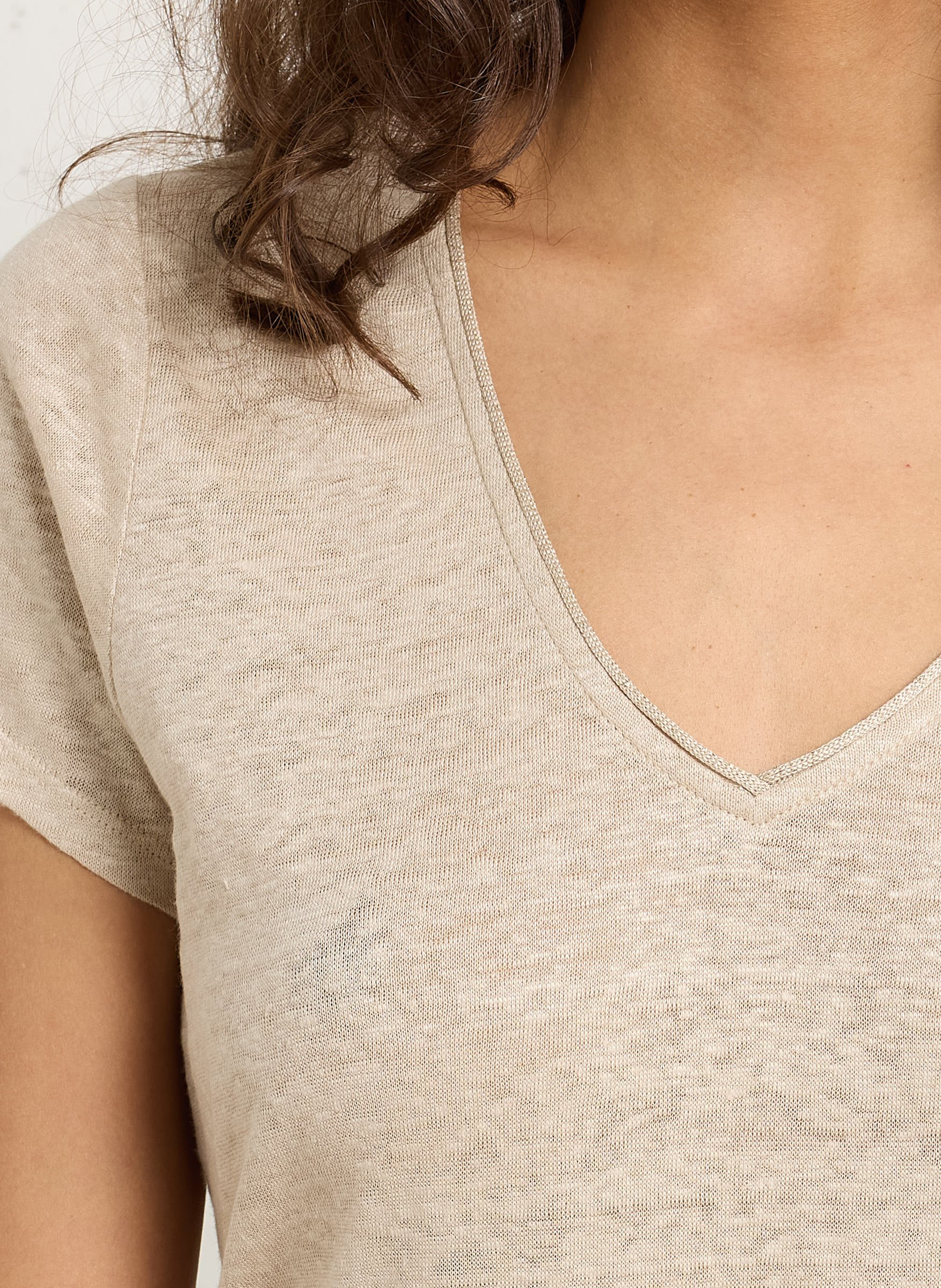 Feiner Leinenpullover mit V-Ausschnitt SUD EXPRESS Weiss