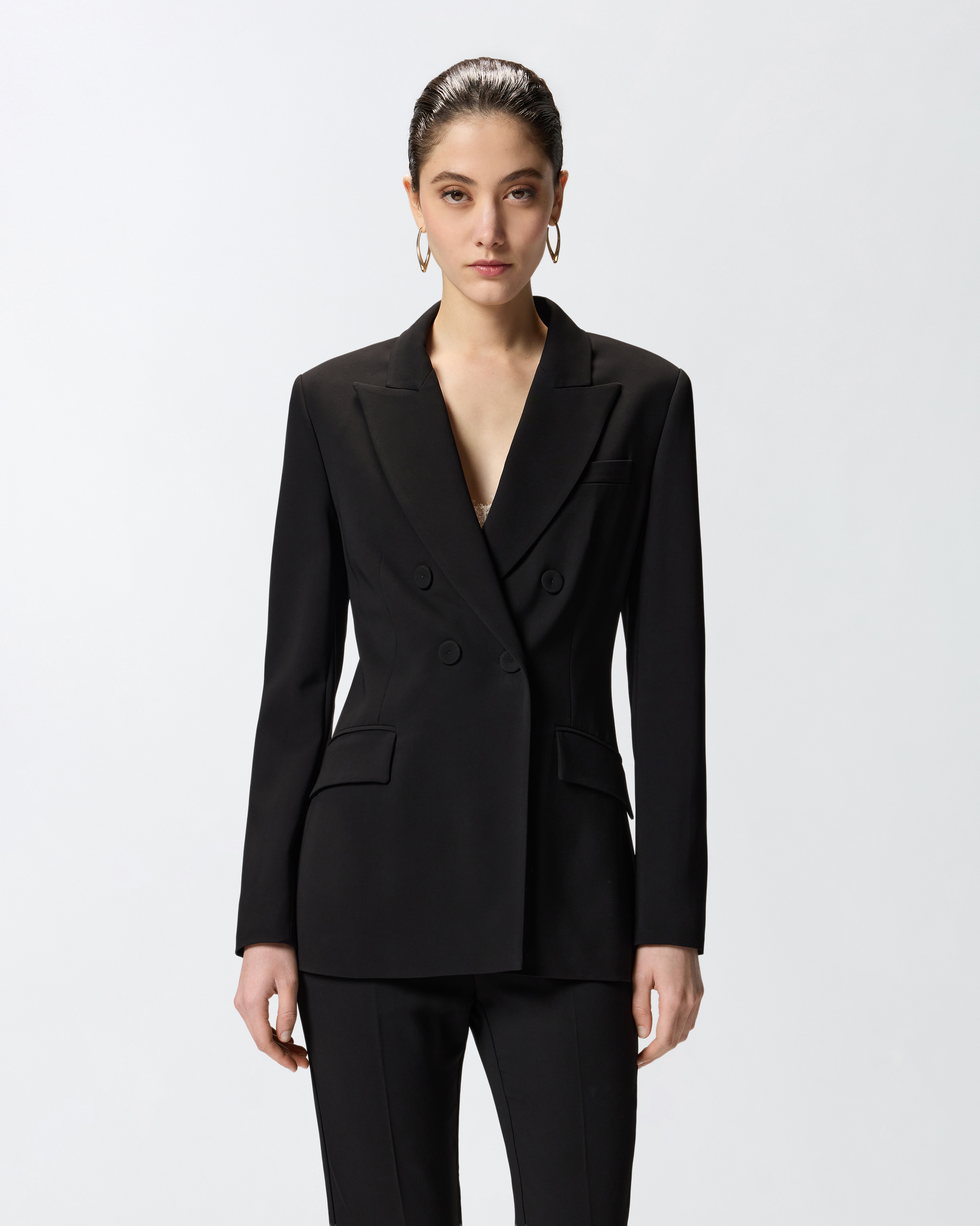 Fitted double-breasted jacket PINKO Black