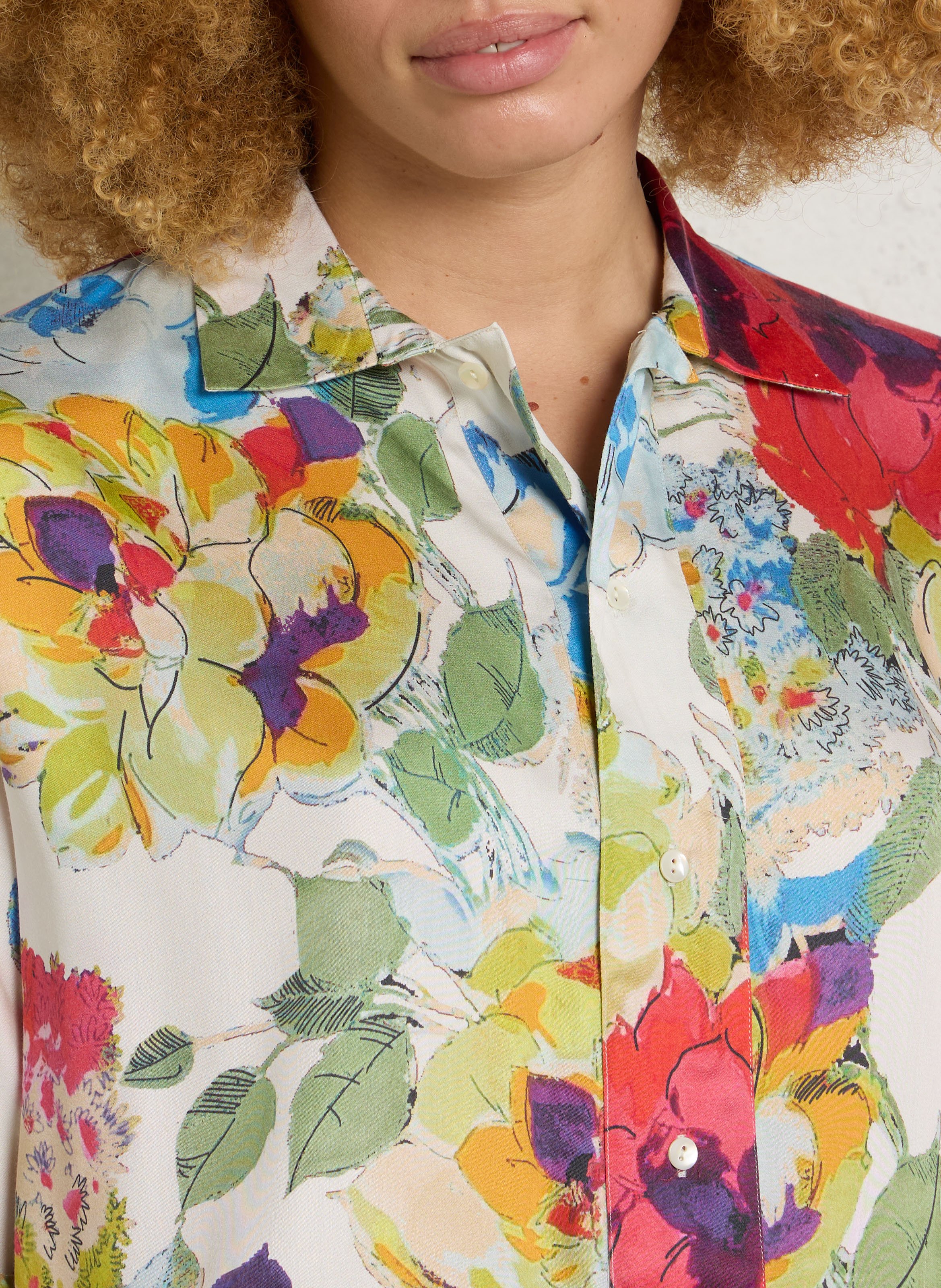 Bedruckte Bluse mit klassischem Kragen BELLA JONES Weiss