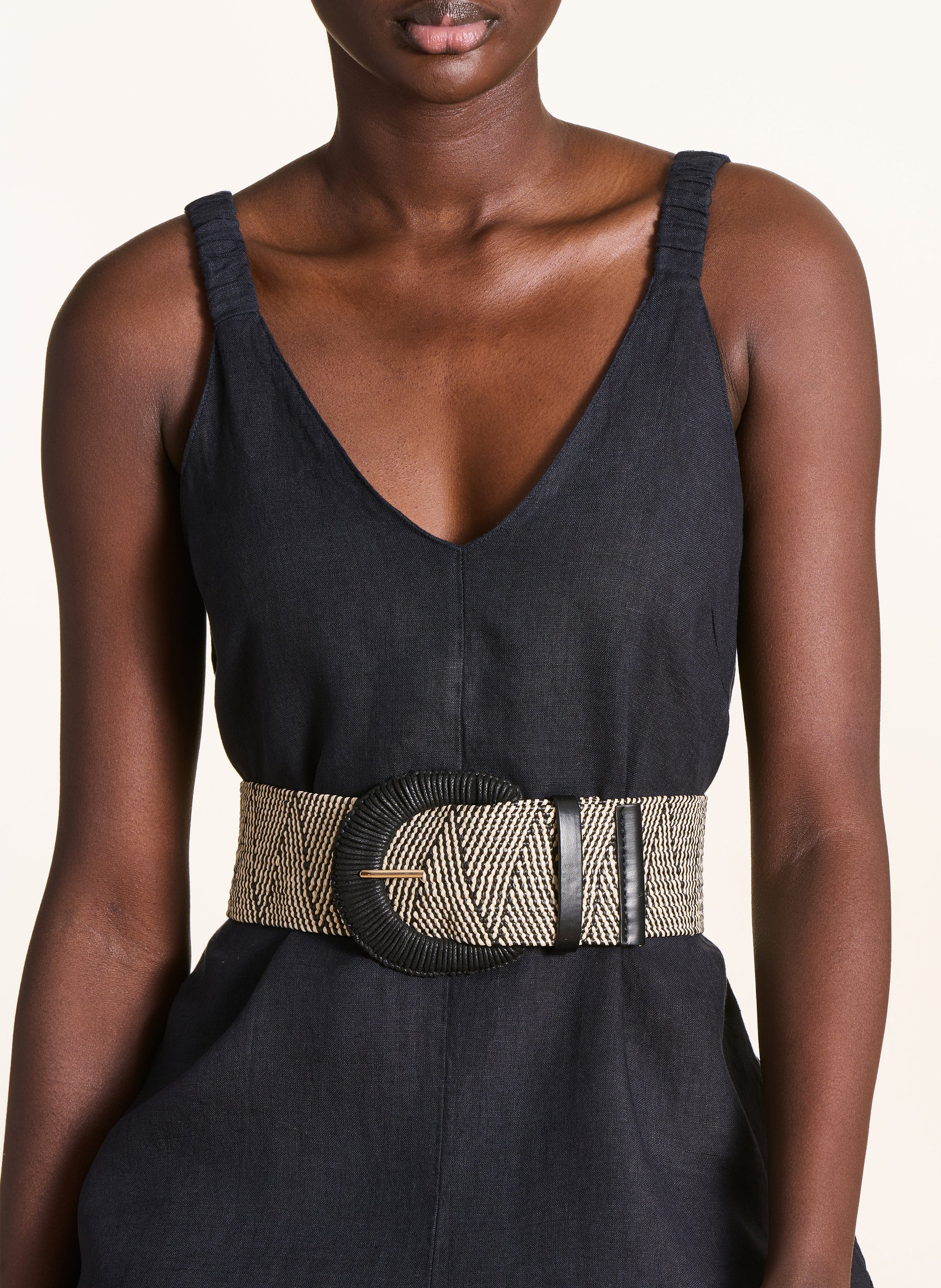 Wide printed belt with buckle LA FEE MARABOUTEE Black