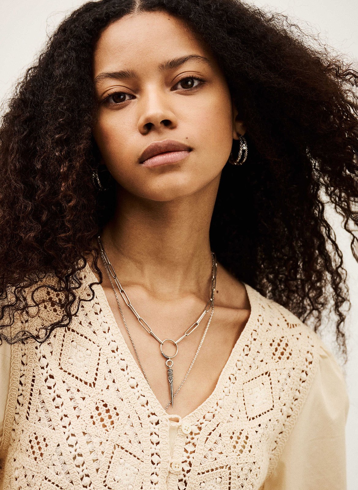 Top col V en coton BA&SH Beige