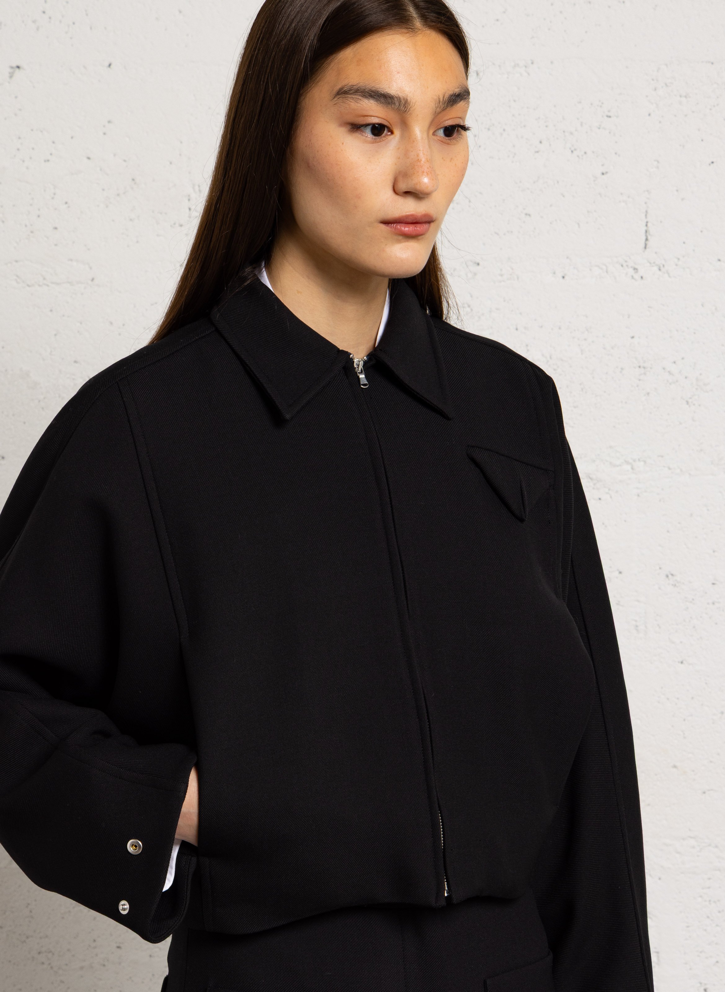 Veste courte ample zippée unie MARGAUX LONNBERG Noir