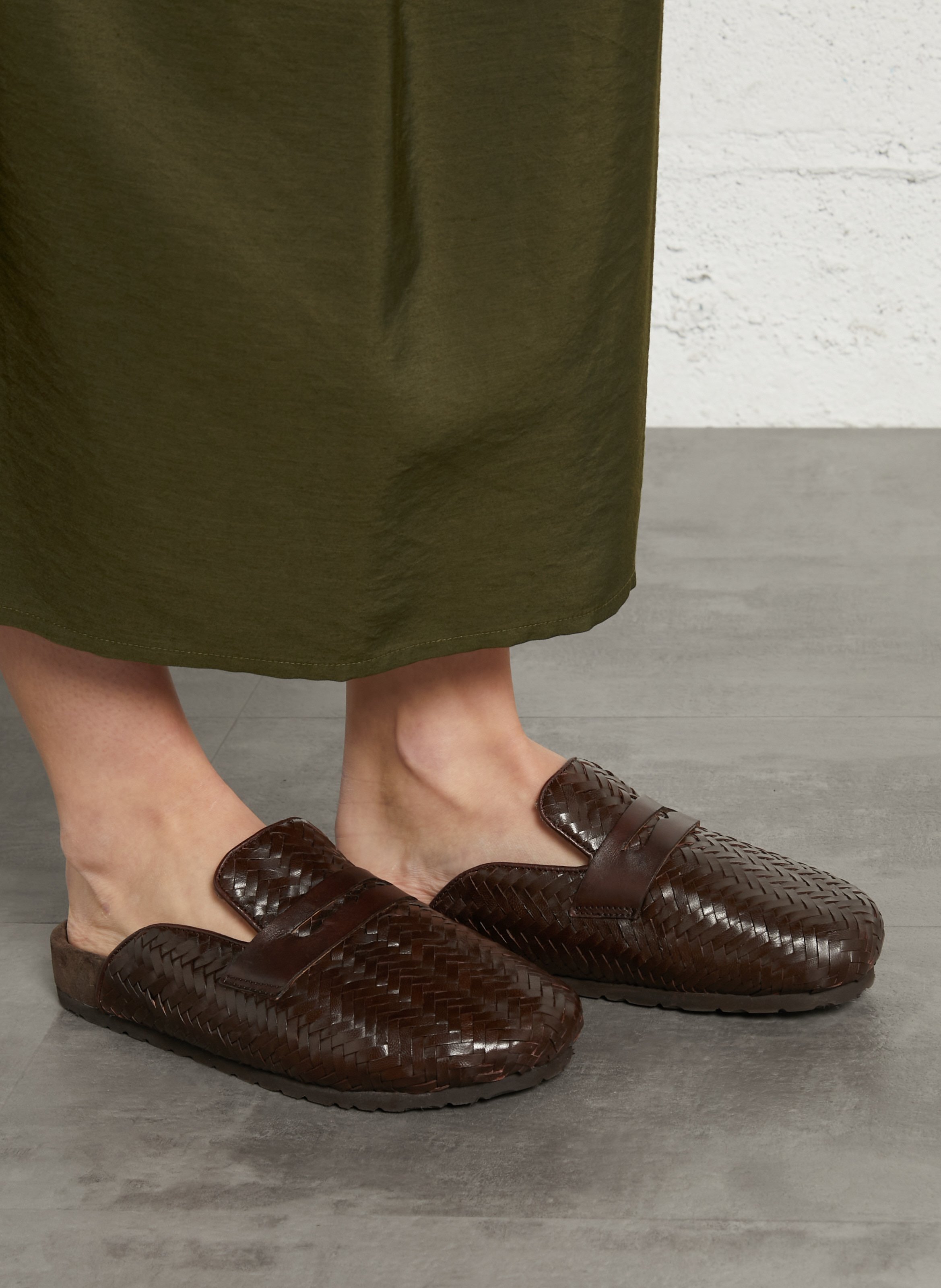 Mules aus geflochtenem Leder IKKS Braun