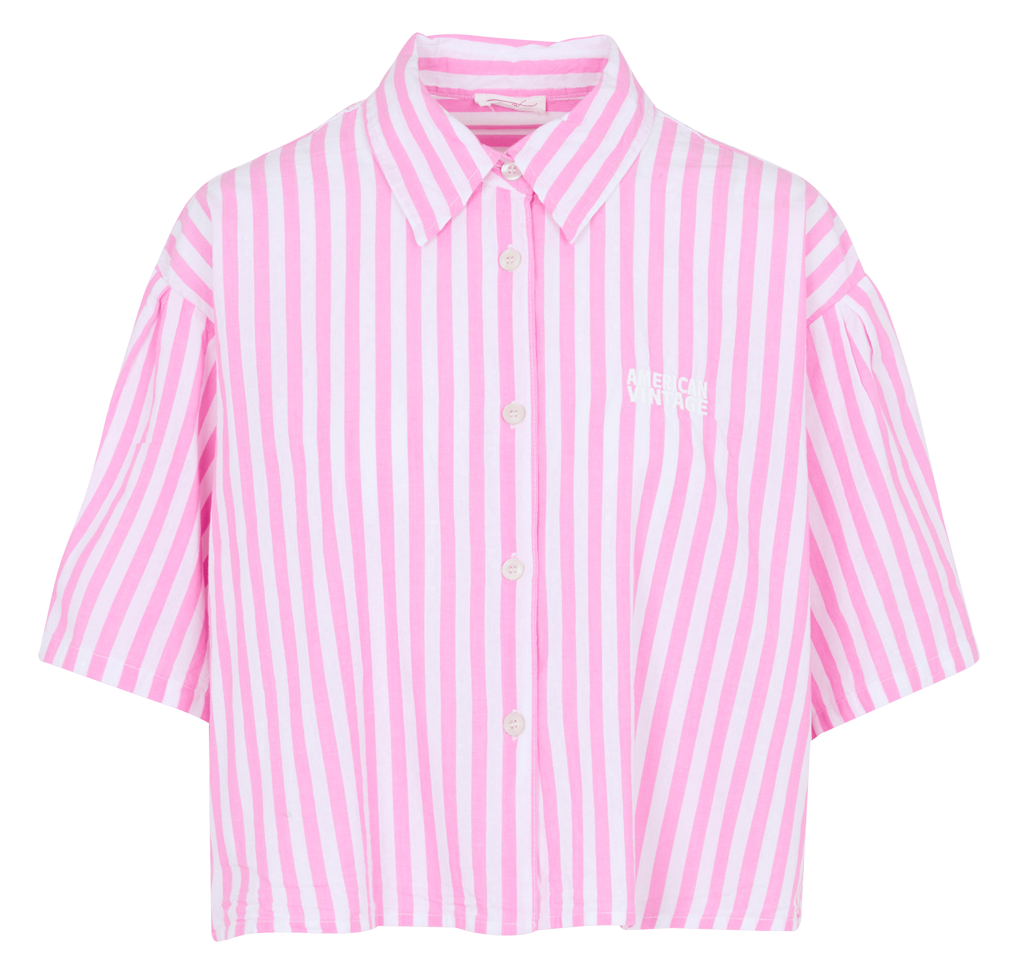 Chemise manches courtes rayée AMERICAN VINTAGE Rose