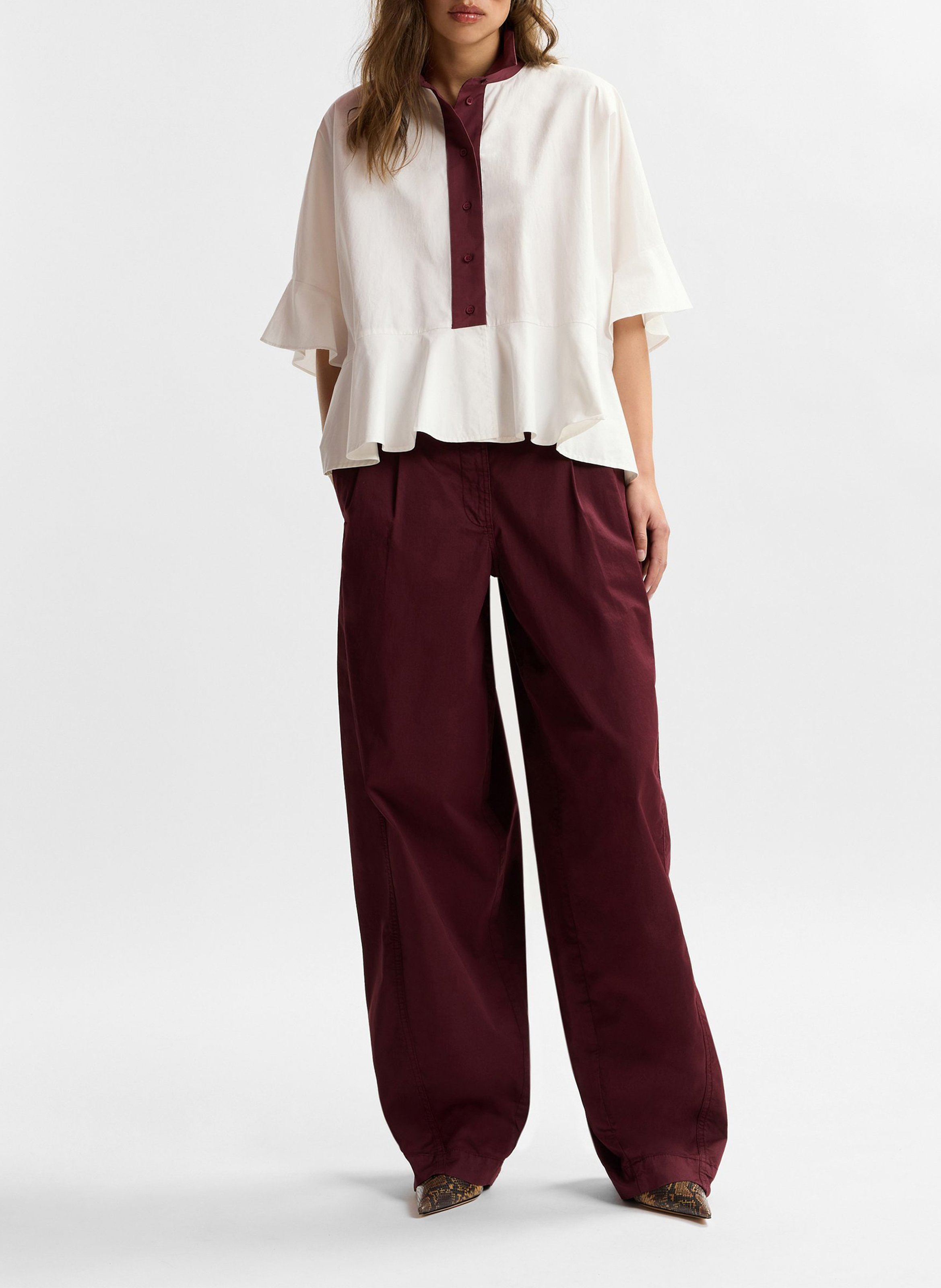 Weite Hose aus Bio-Baumwoll-Mix ESSENTIEL ANTWERP Rot