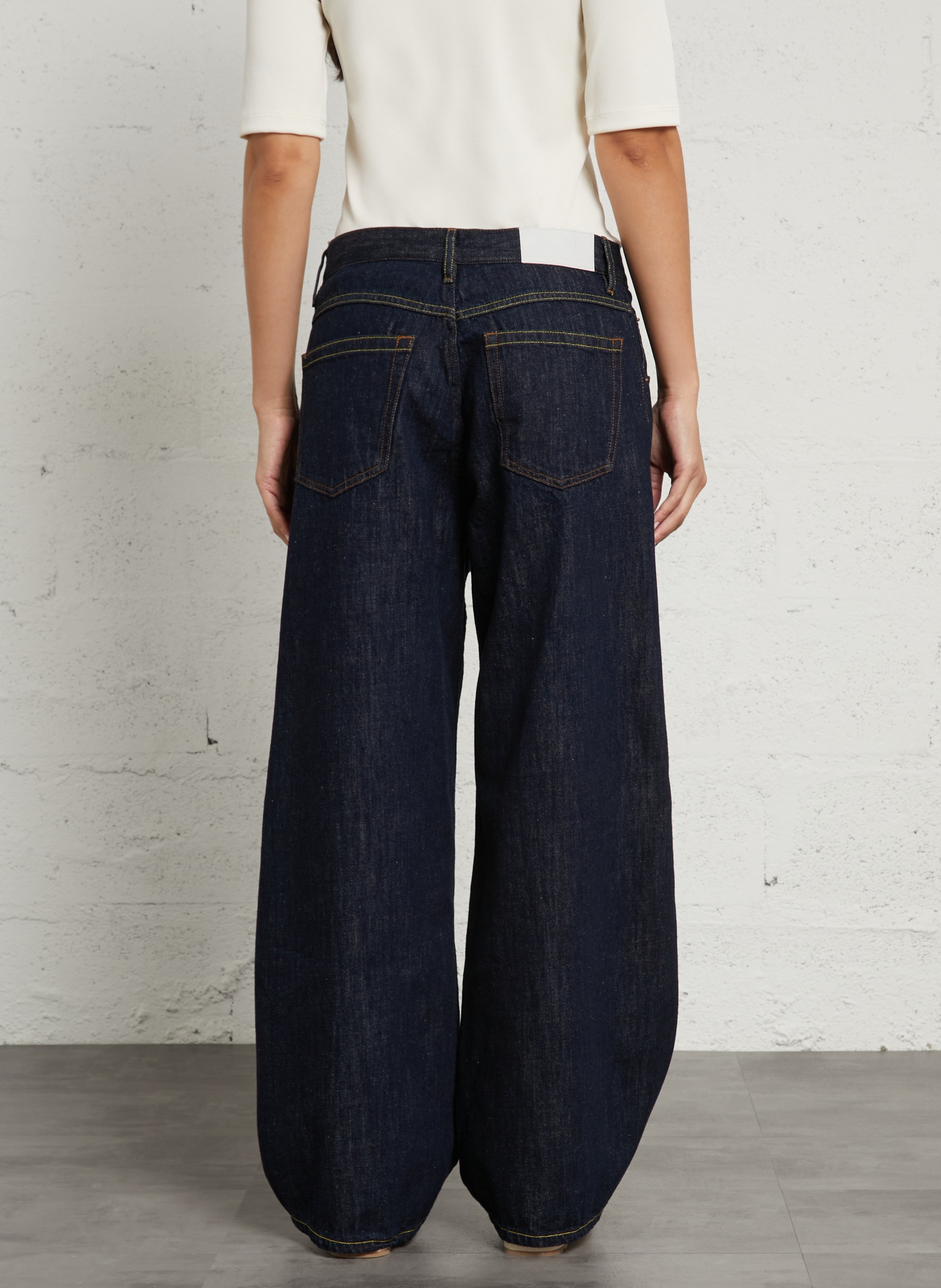 High-waisted wide-leg leather jeans MARGAUX LONNBERG Blue