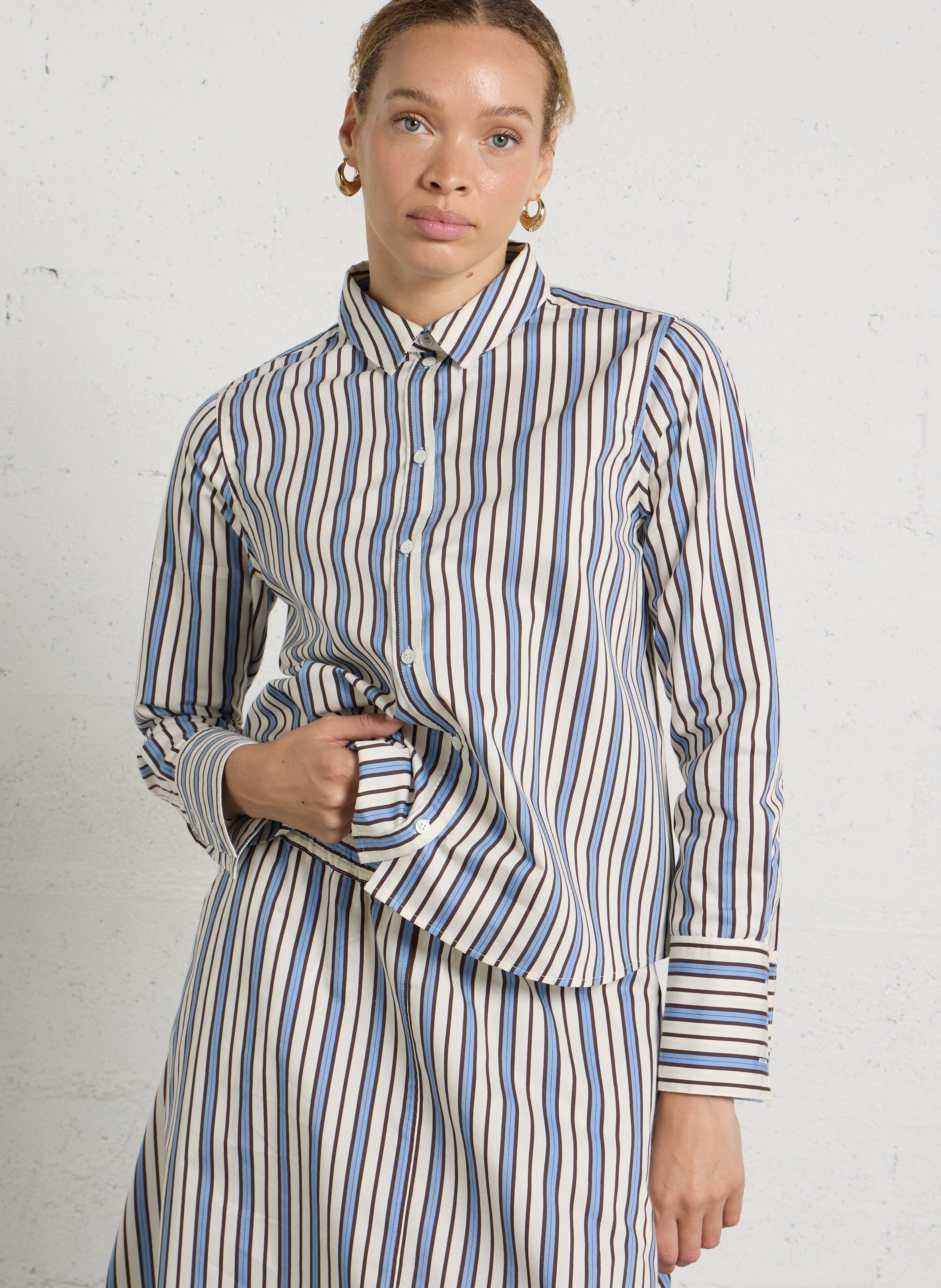 Chemise droite boutonnée à rayures RUE DE TOKYO Multicolore
