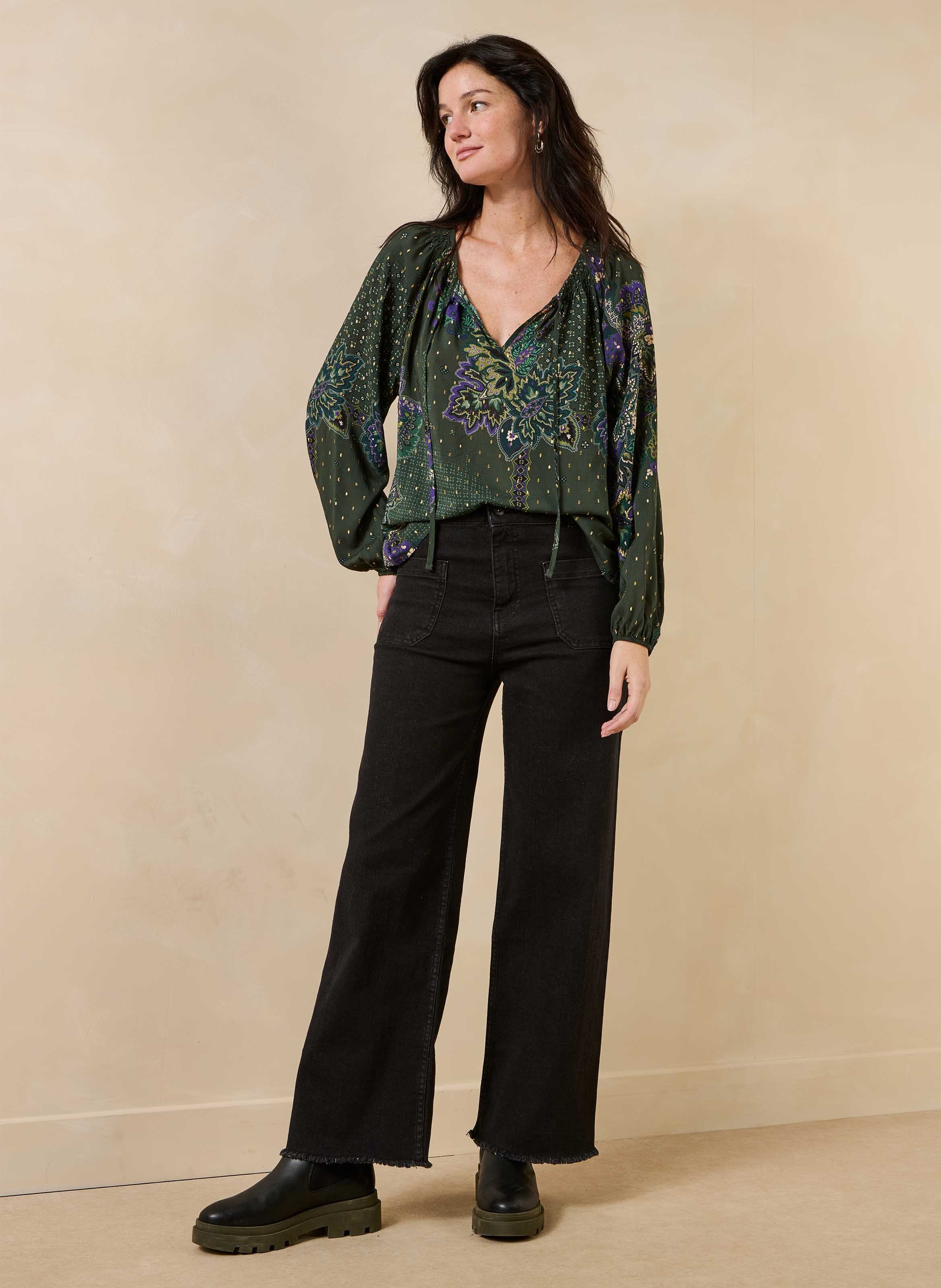 Blouse met tuniekhals LA FEE MARABOUTEE Groen