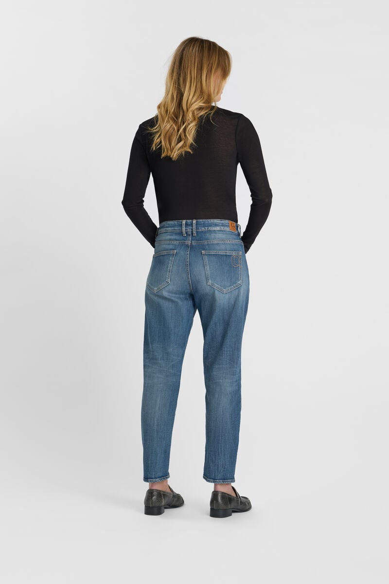 Loose, oversized girlfriend high-waisted jeans, length 34 LE TEMPS DES CERISES Blue