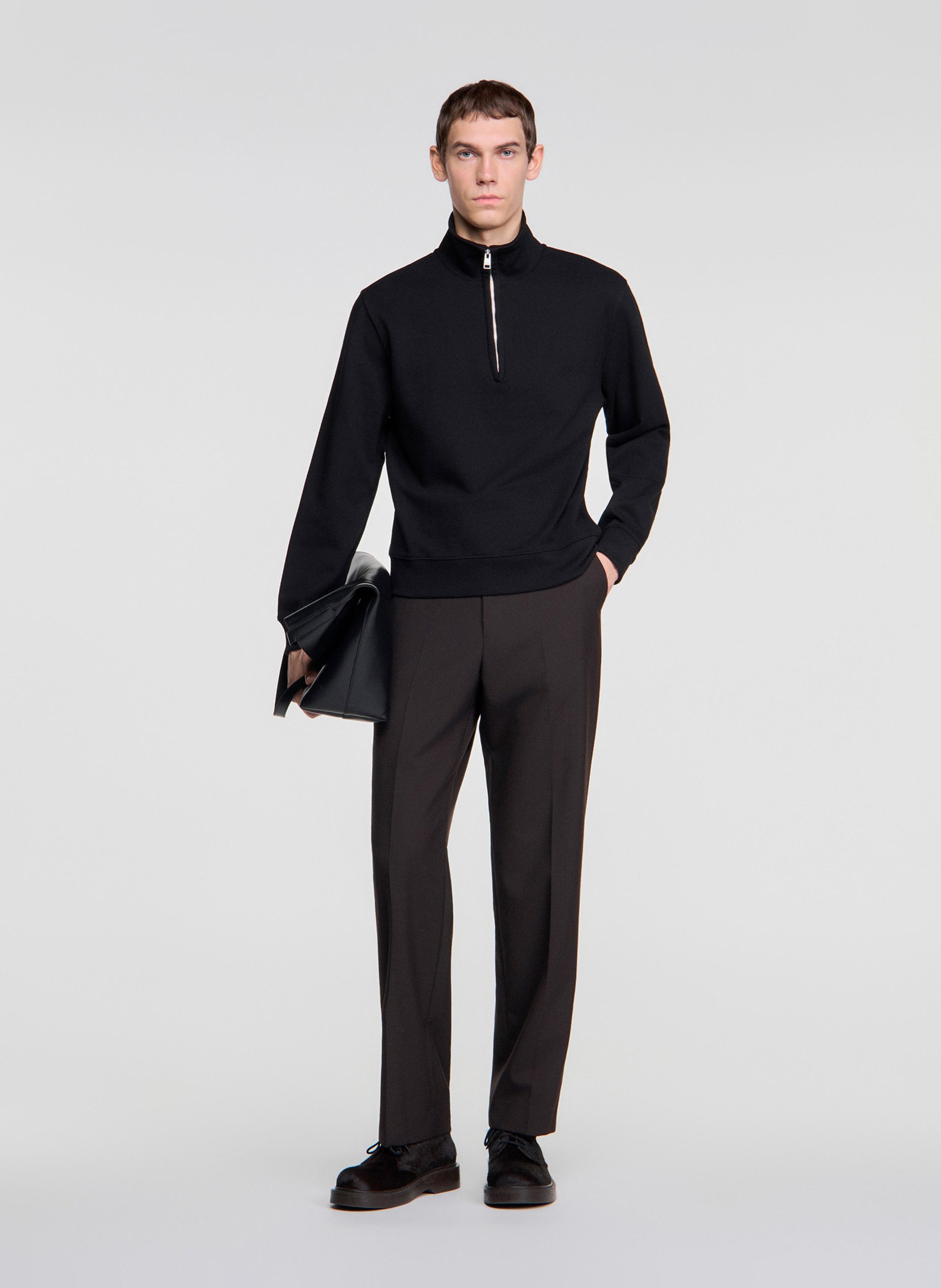 Troyer-Pullover aus Wollmix SANDRO Schwarz
