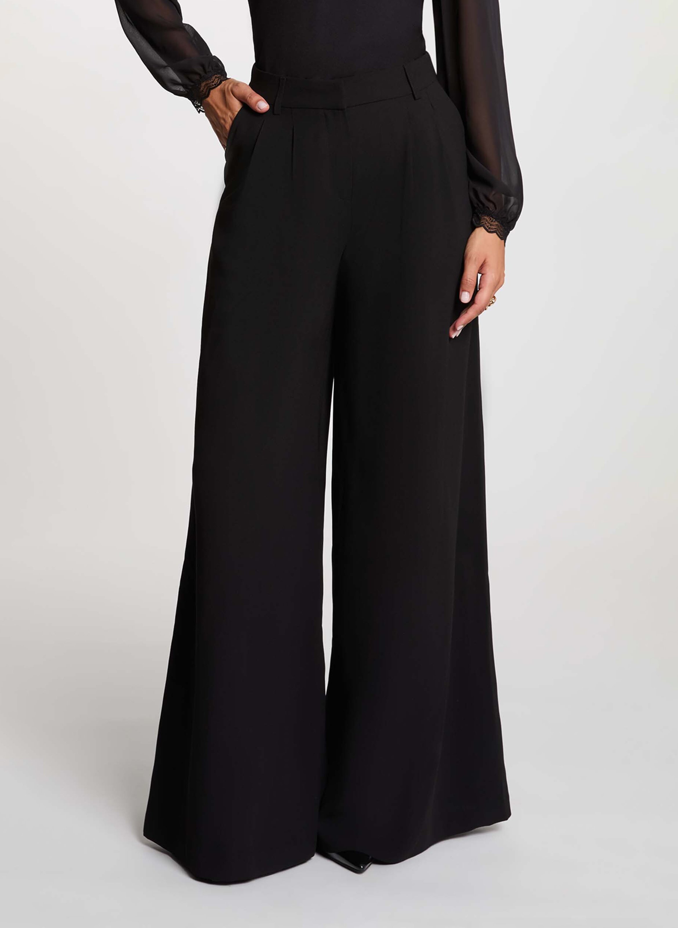 High-waisted wide-leg pants MORGAN Black