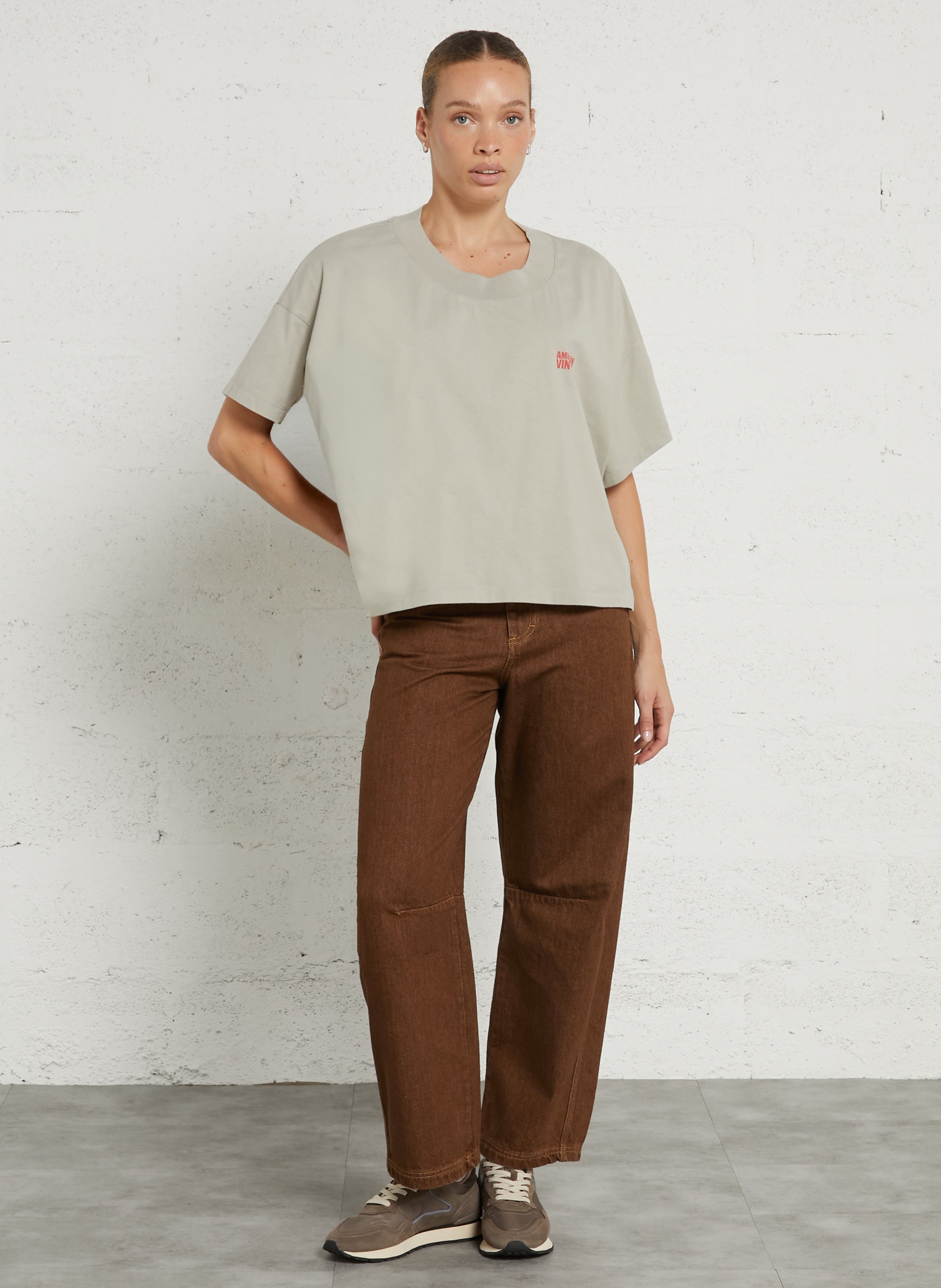 Oversize round-neck cotton T-shirt AMERICAN VINTAGE Grey