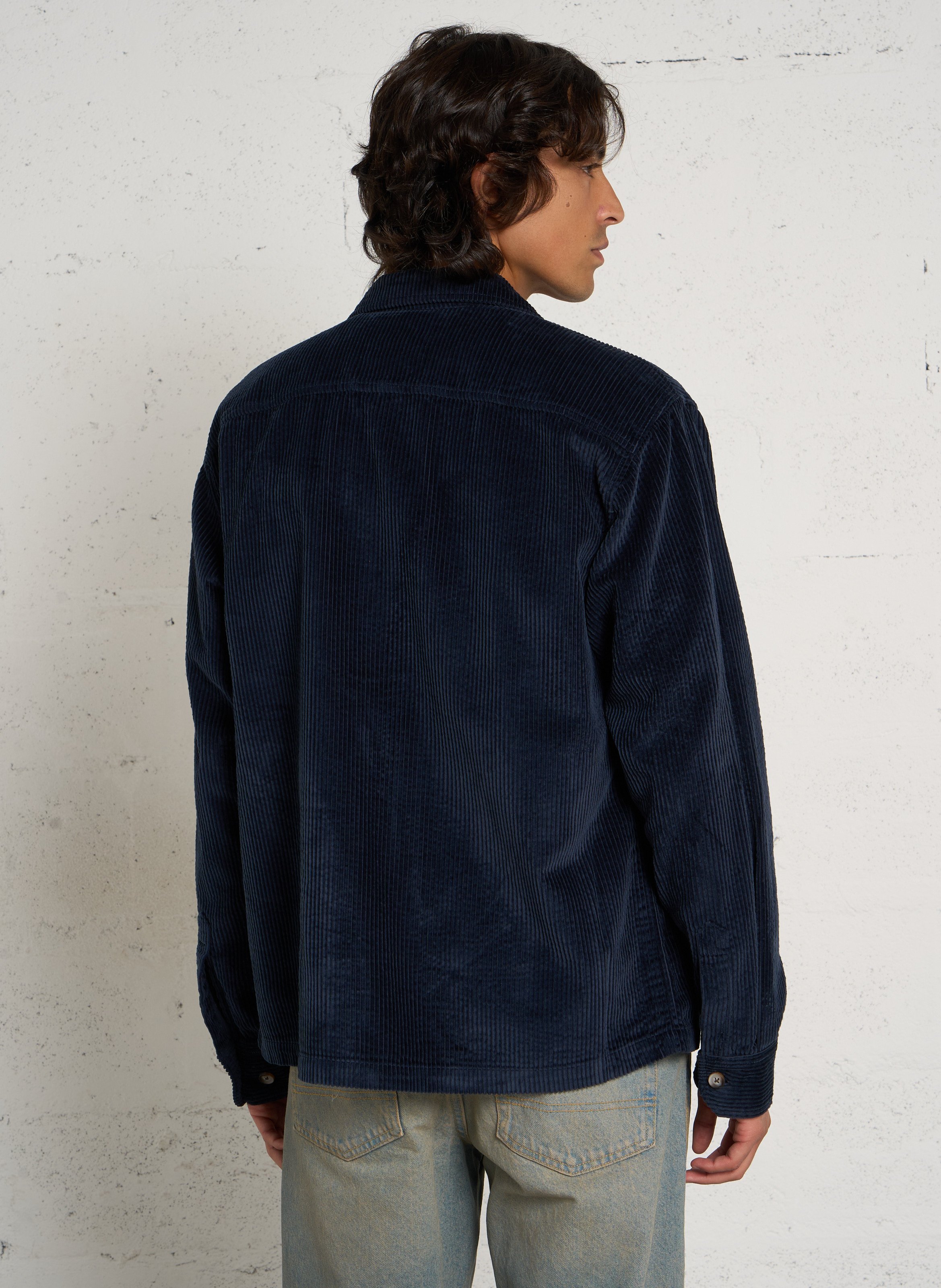 Shirt in regular velvet made of cotton SOLID Blauw