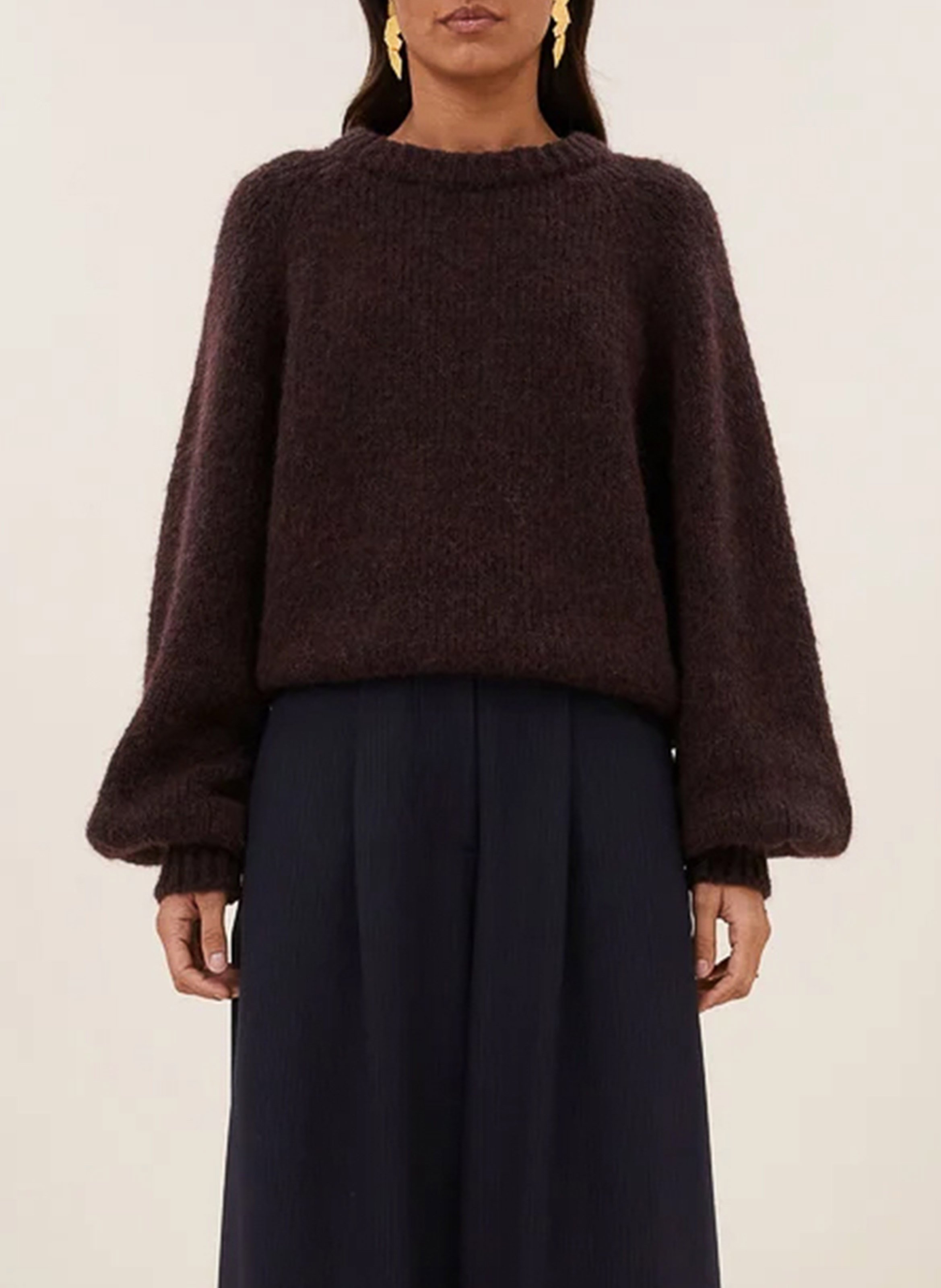 Oversized wool-blend sweater BY BAR Brown