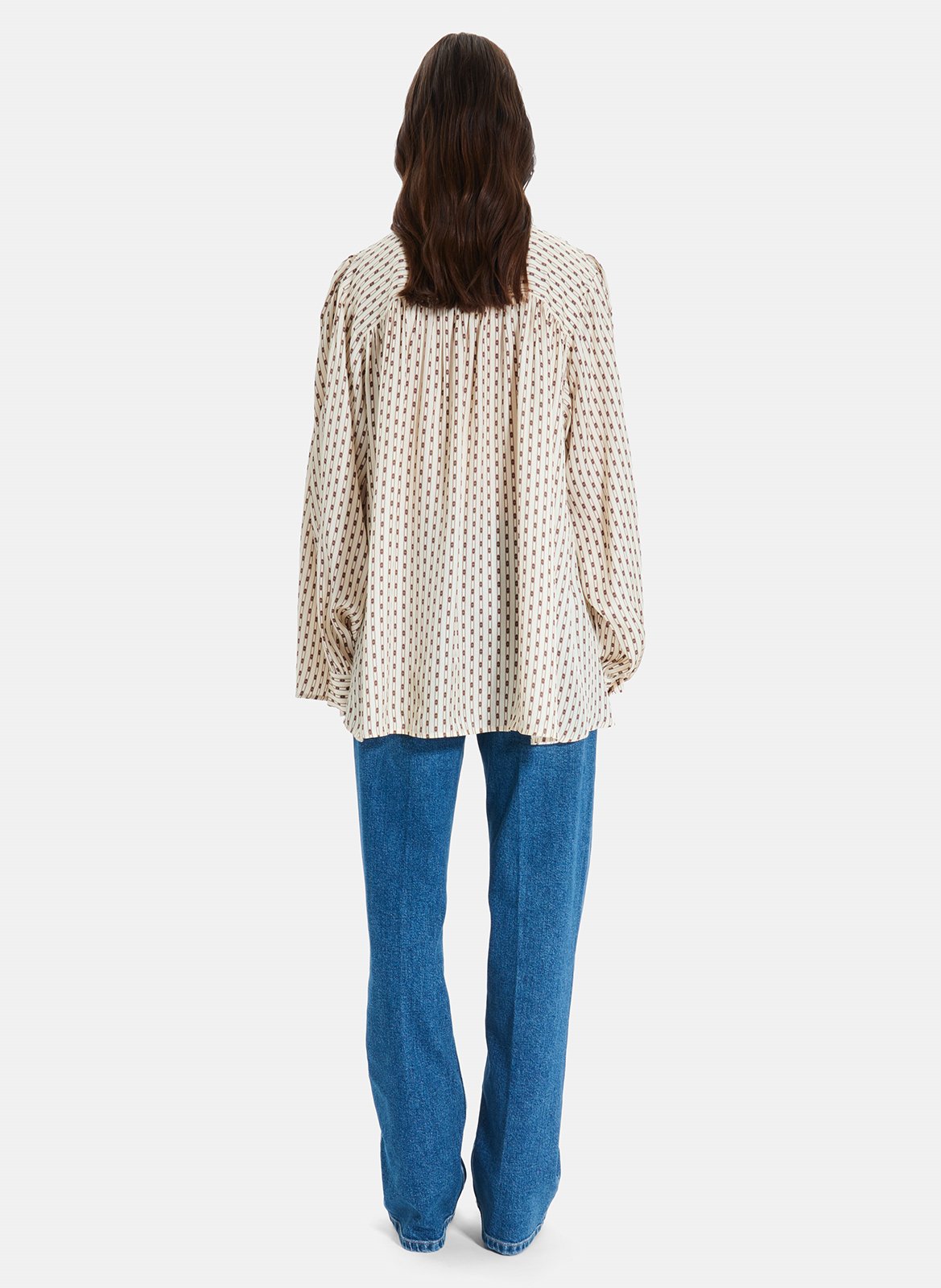 Blouse ample col droit à imprimé ZAPA Bleu