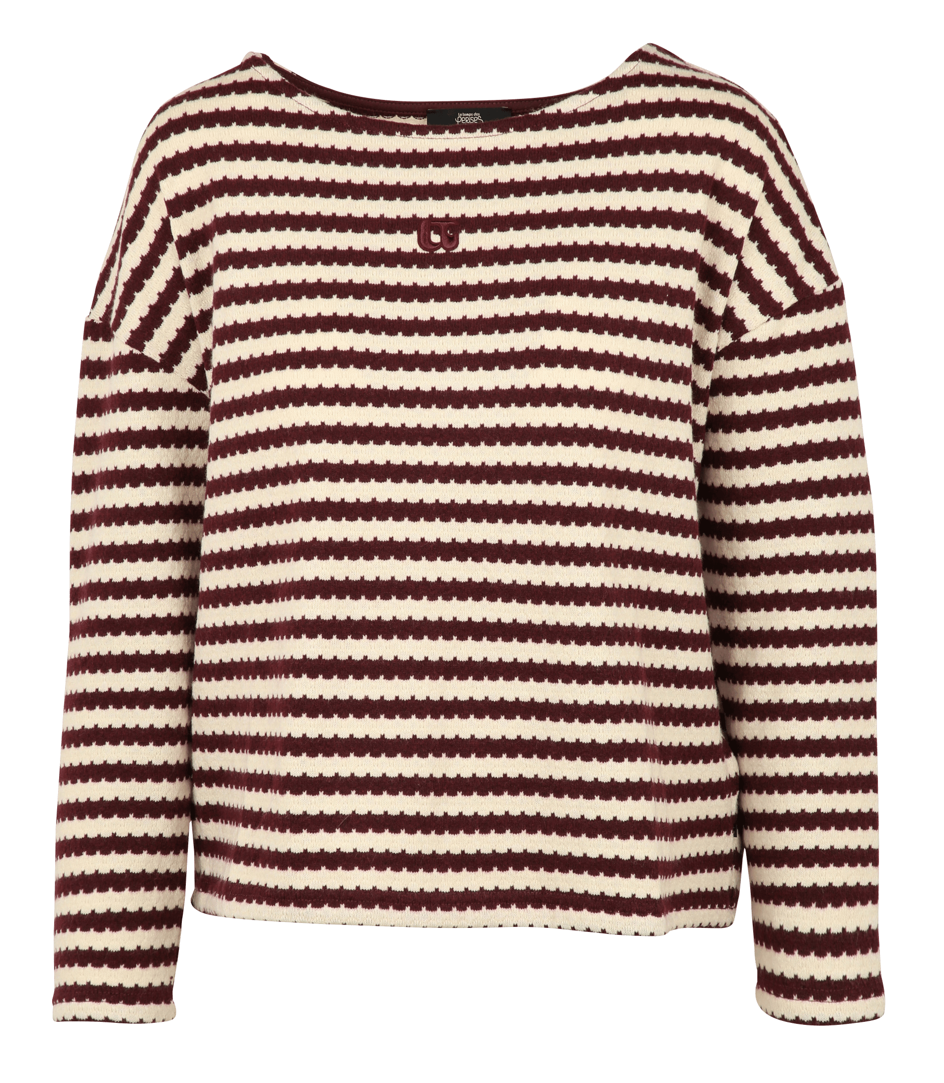 Tee-shirt ample col rond à rayures LE TEMPS DES CERISES Rouge