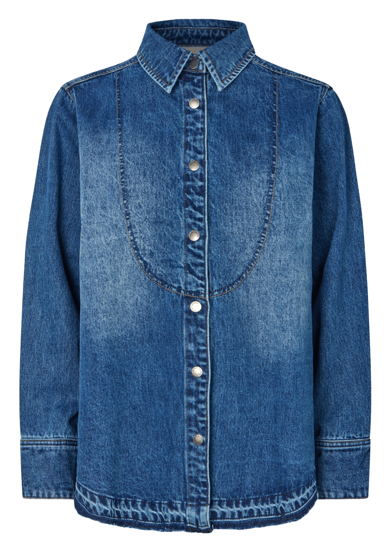 Chemise droite en denim de coton organique RABENS SALONER Bleu