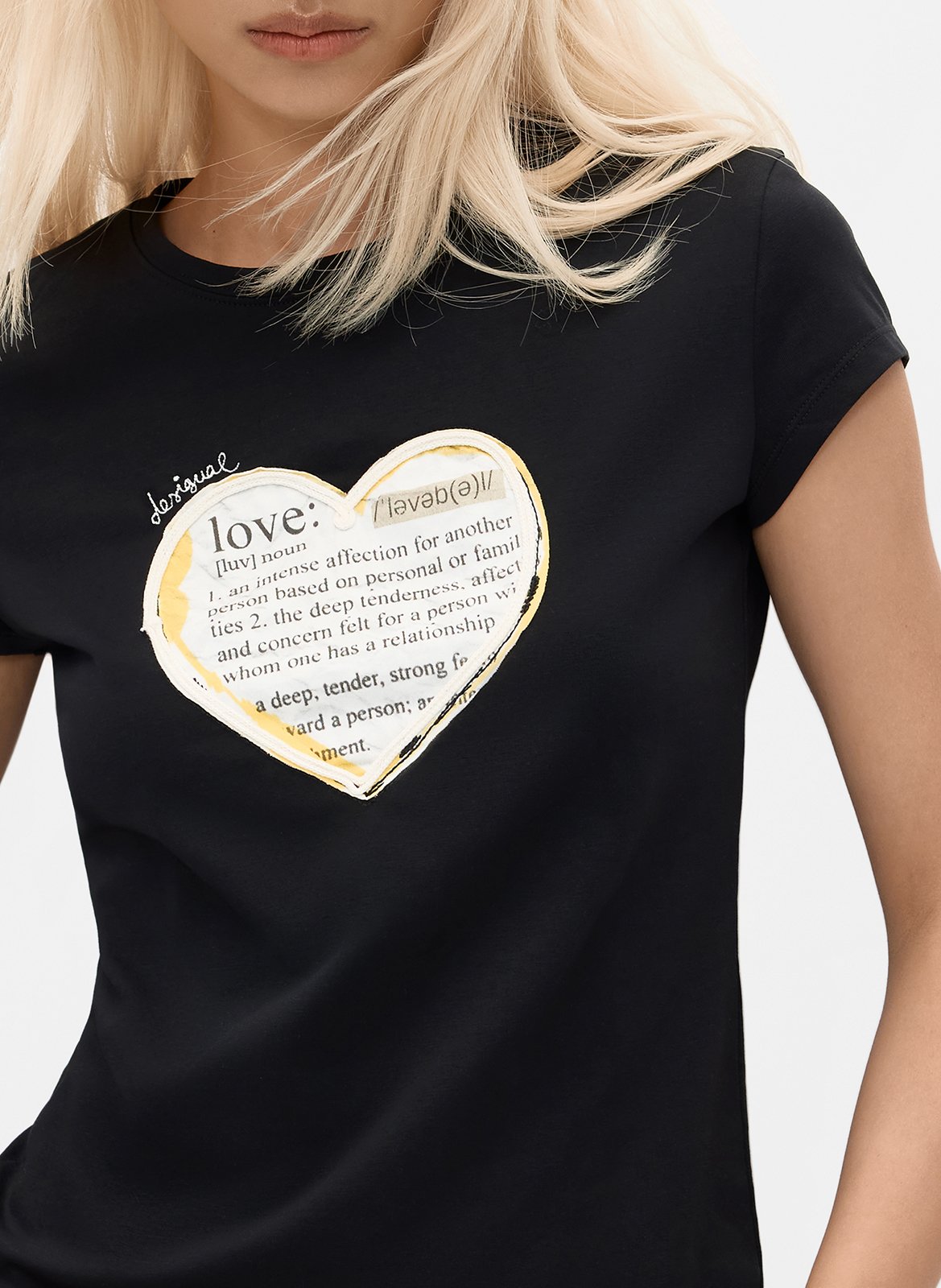 Straight-cut cotton-blend round-neck T-shirt DESIGUAL Black