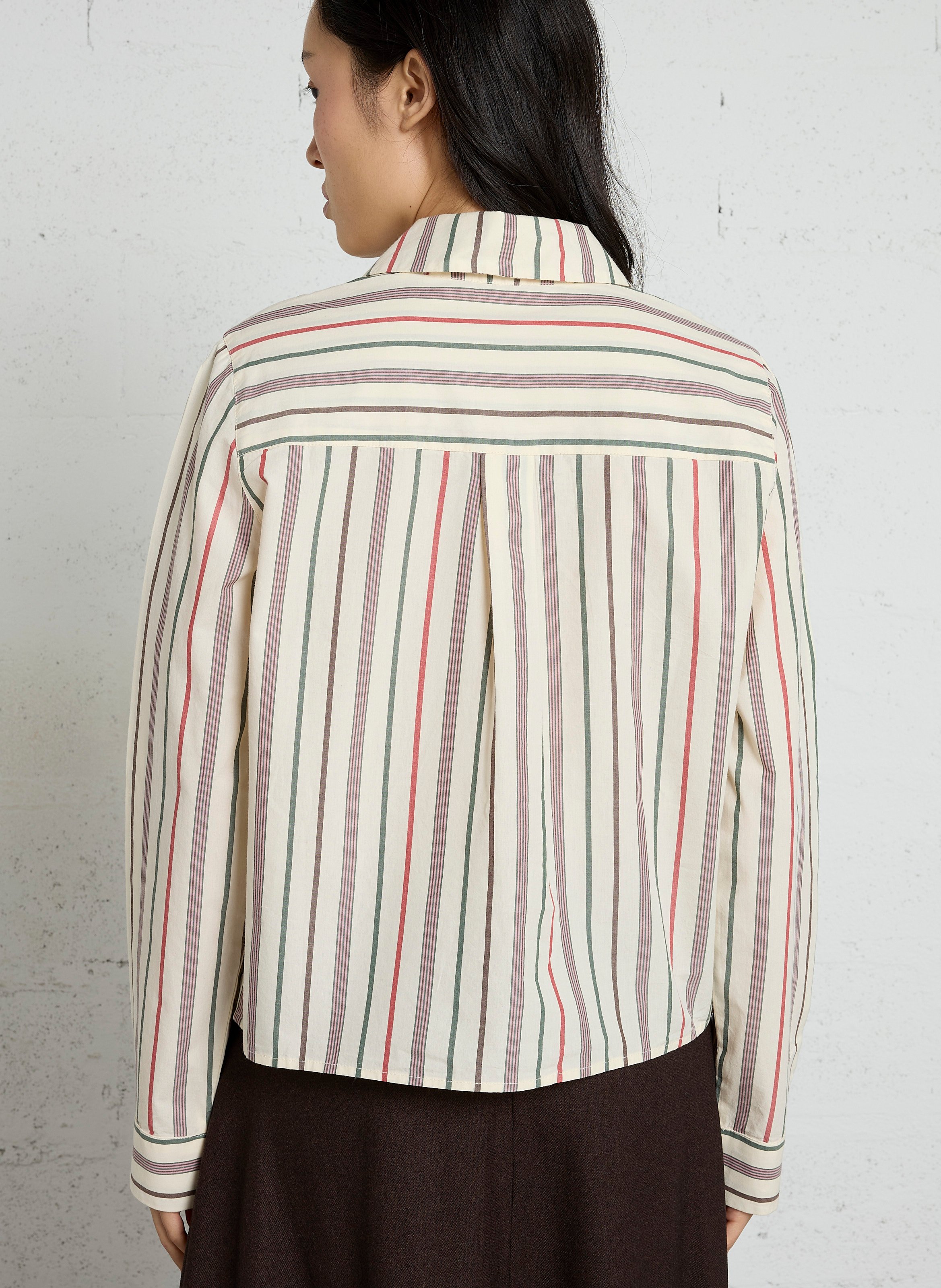 Relaxed-fit classic-collar shirt in striped organic cotton THINKING MU Multicolored