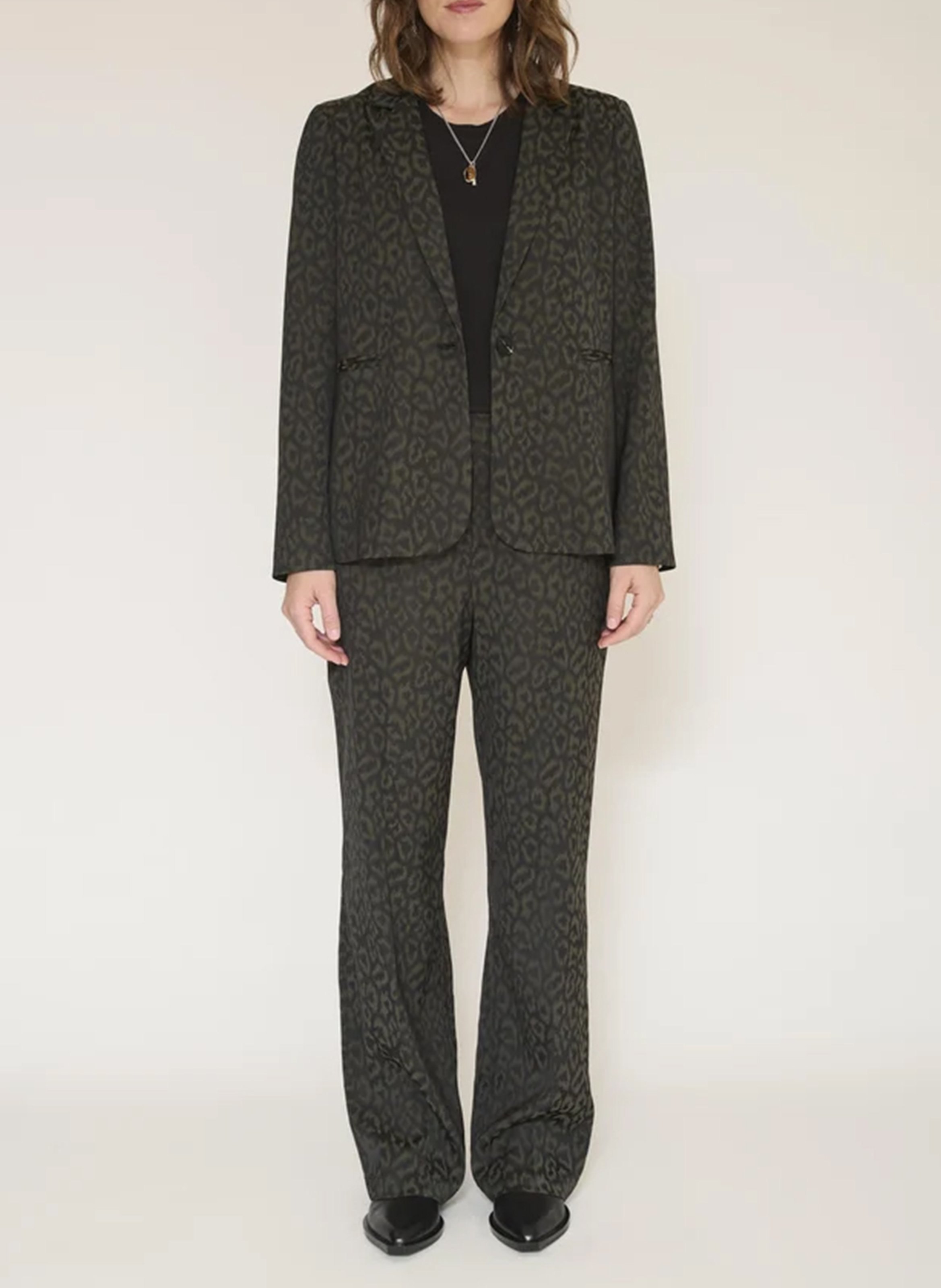 Gerade geschnittene Hose mit Animal-Print MKT Schwarz