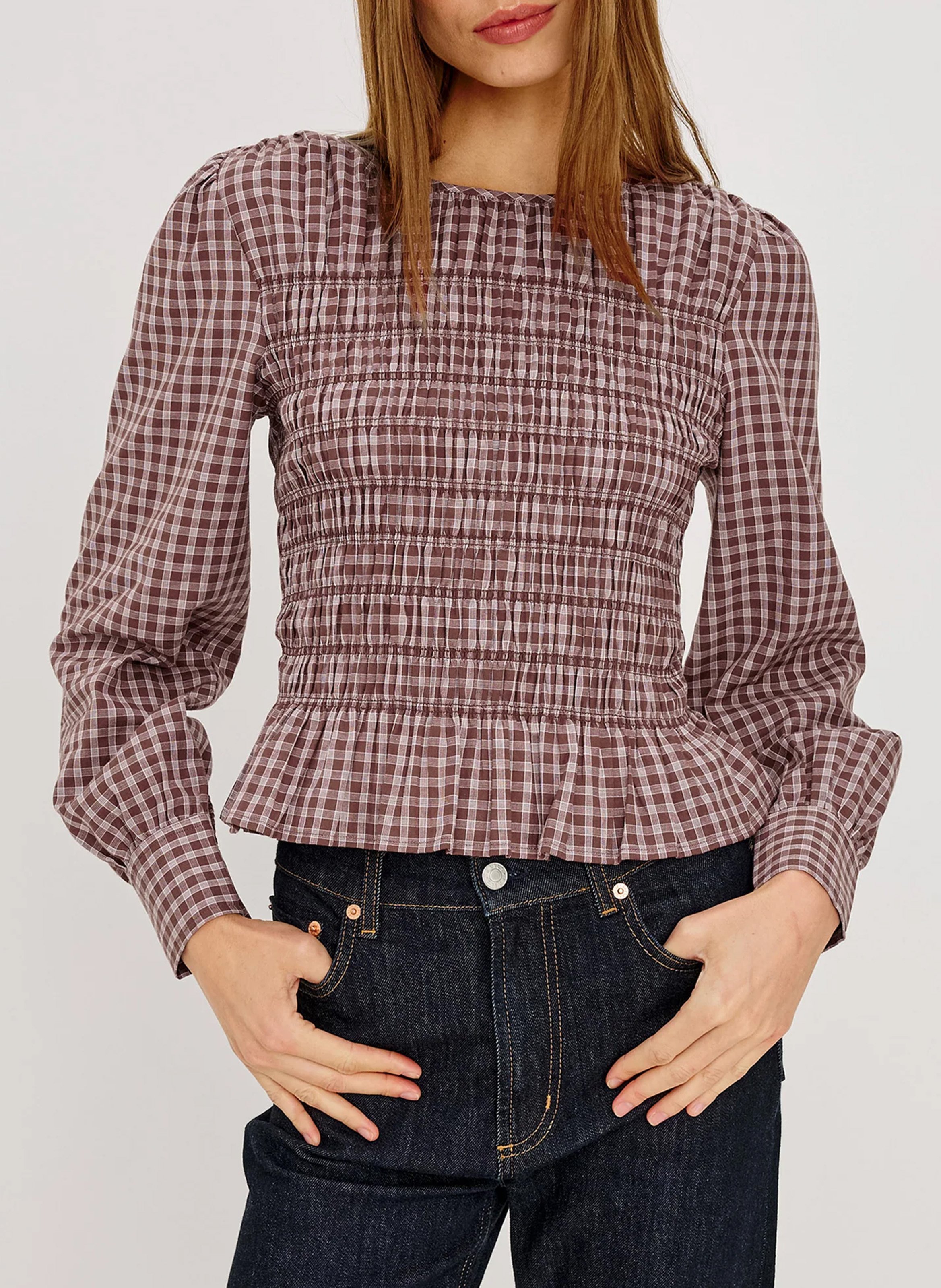 Top à smock en coton RAILS Rose