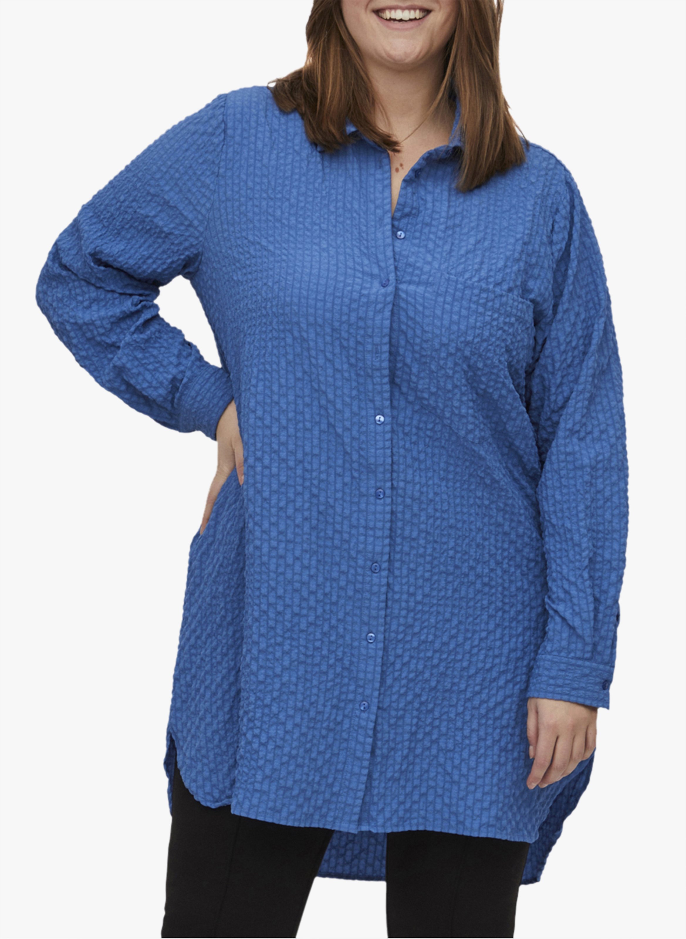 Long textured shirt EVOKED Blue