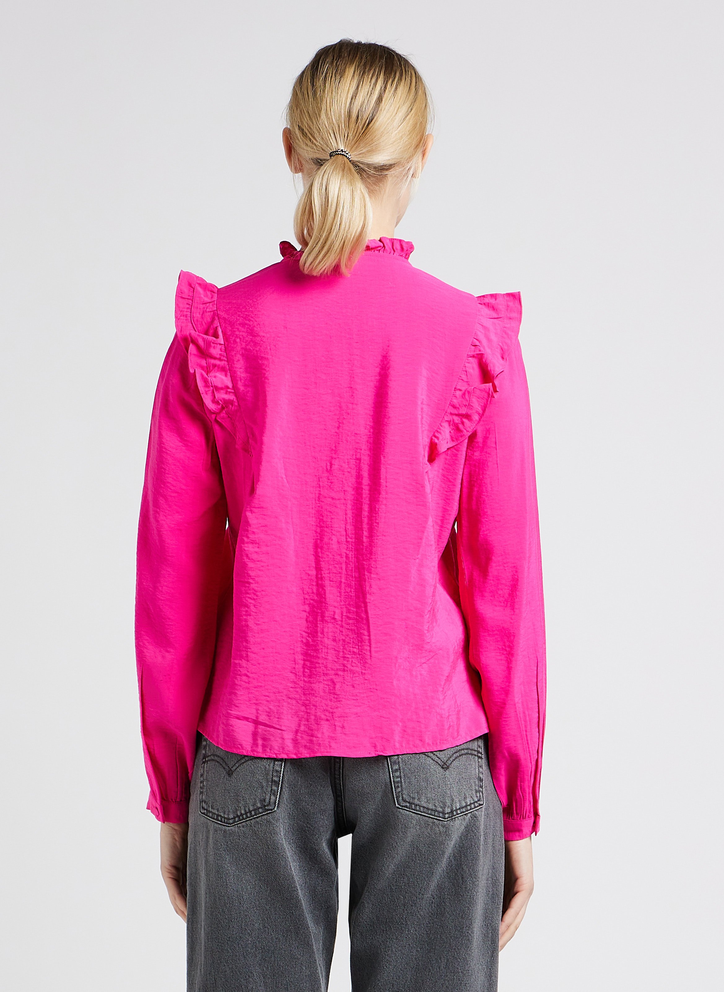 Flowing ruffled top VILA Pink
