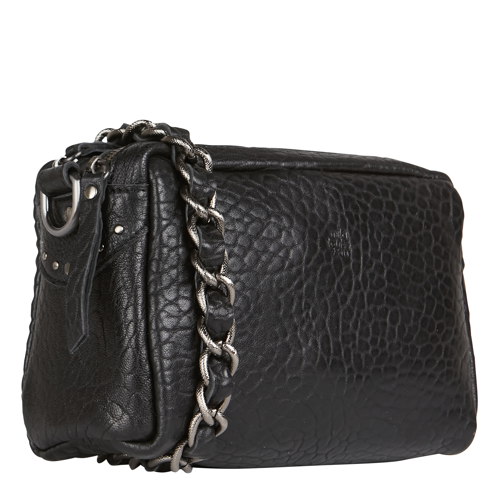 Sac bandoulière en cuir embossé MILA LOUISE Noir