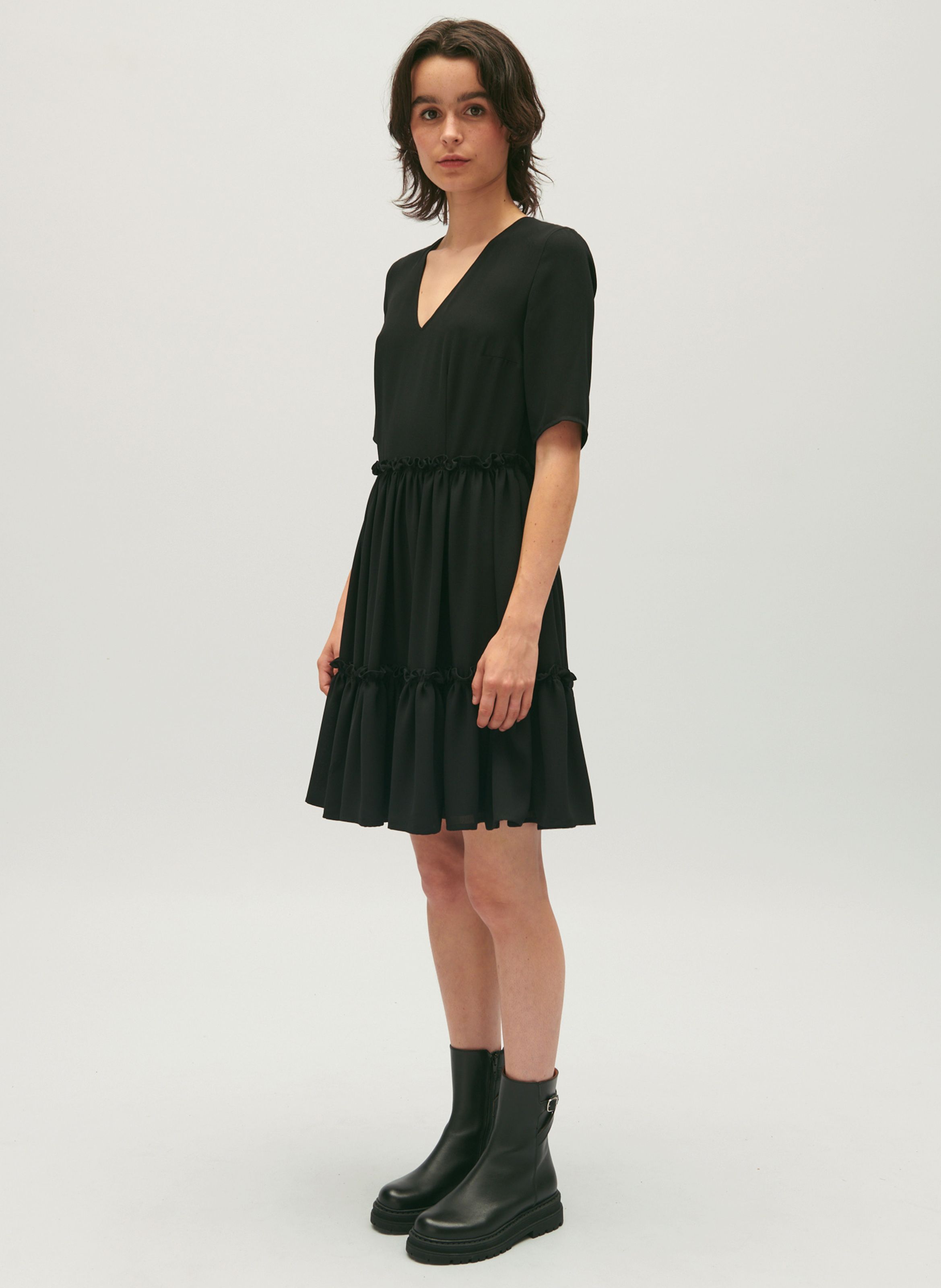 Short V neck Dress Noir Claudie Pierlot Women Place des Tendances