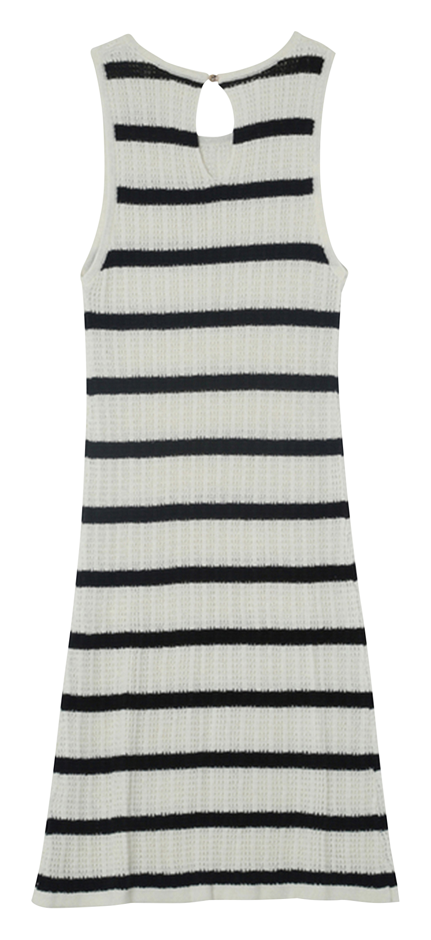 Robe midi tricotée à rayures larges en coton GRACE ET MILA Blanc