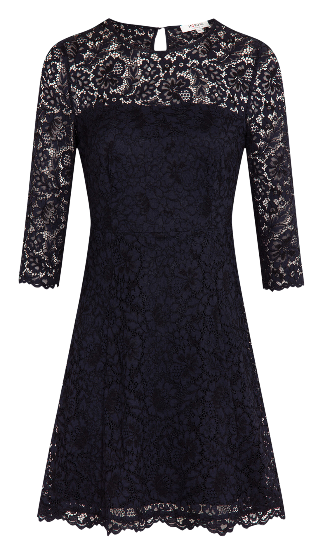 Robe courte en dentelle  MORGAN Bleu