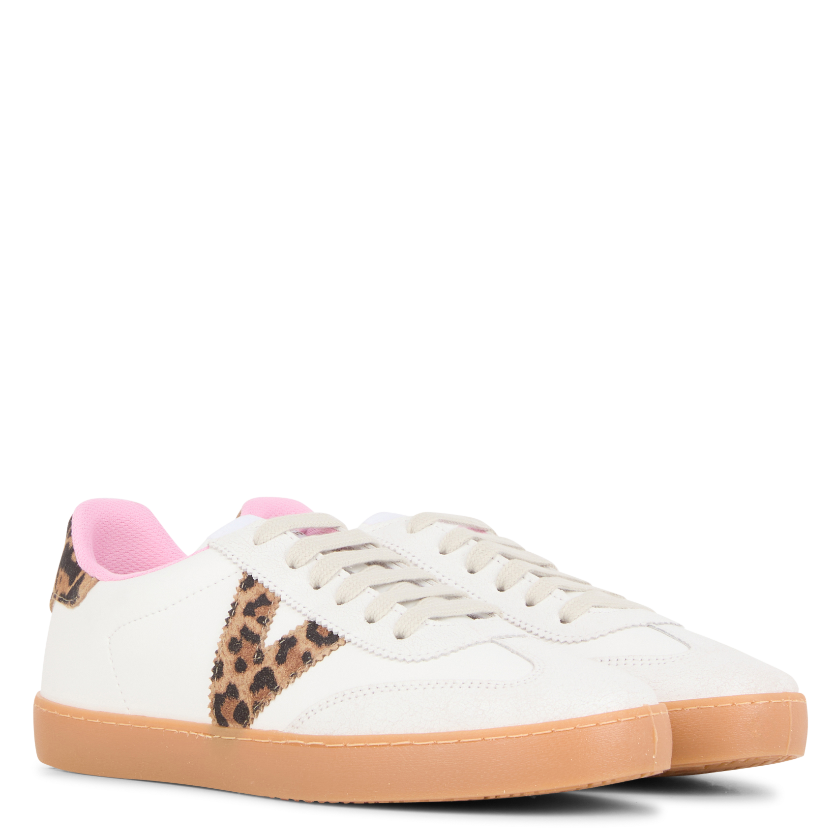 Baskets basses léopard VICTORIA Blanc
