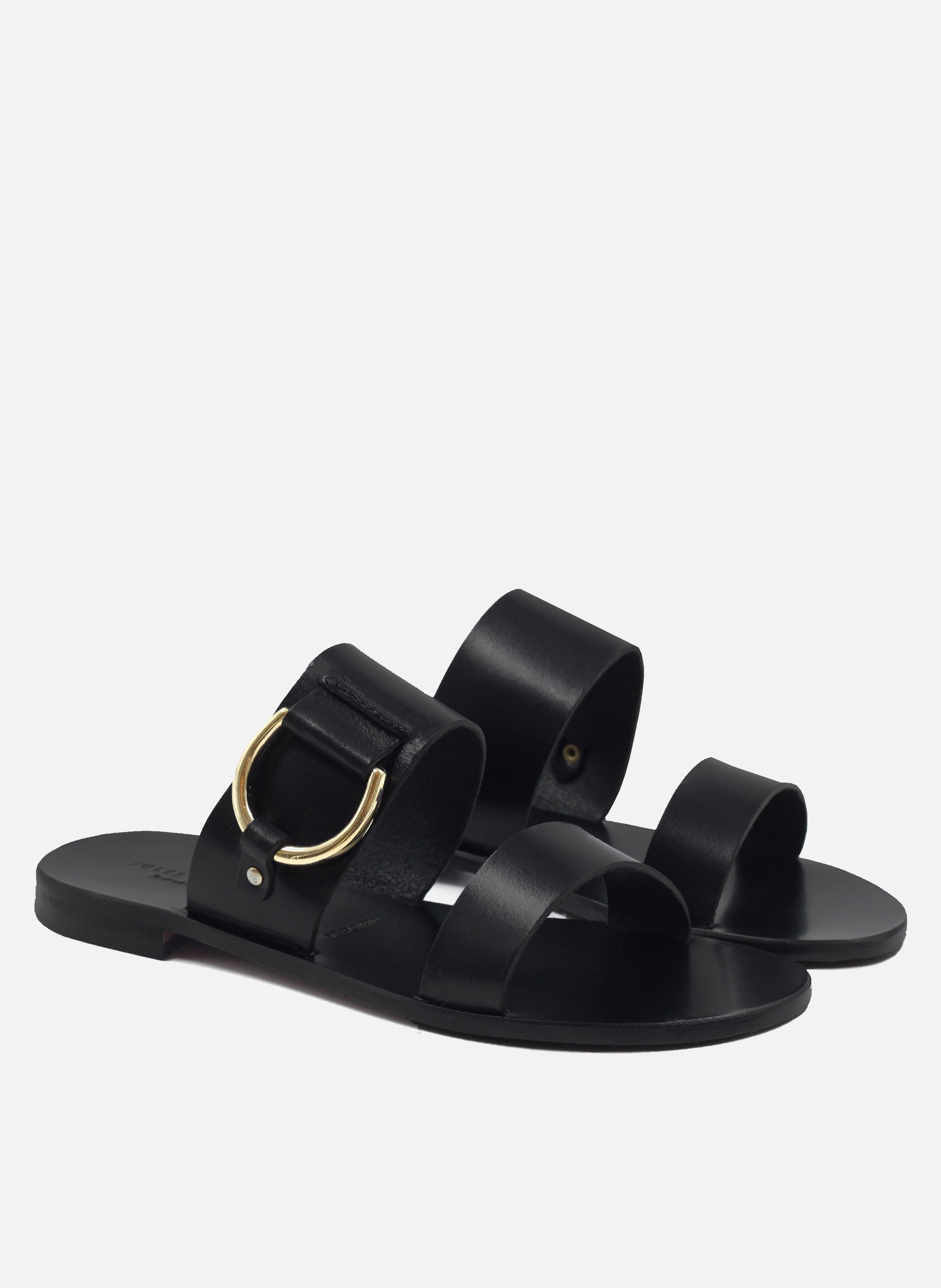 Leather sandals with buckle JULES & JENN Black