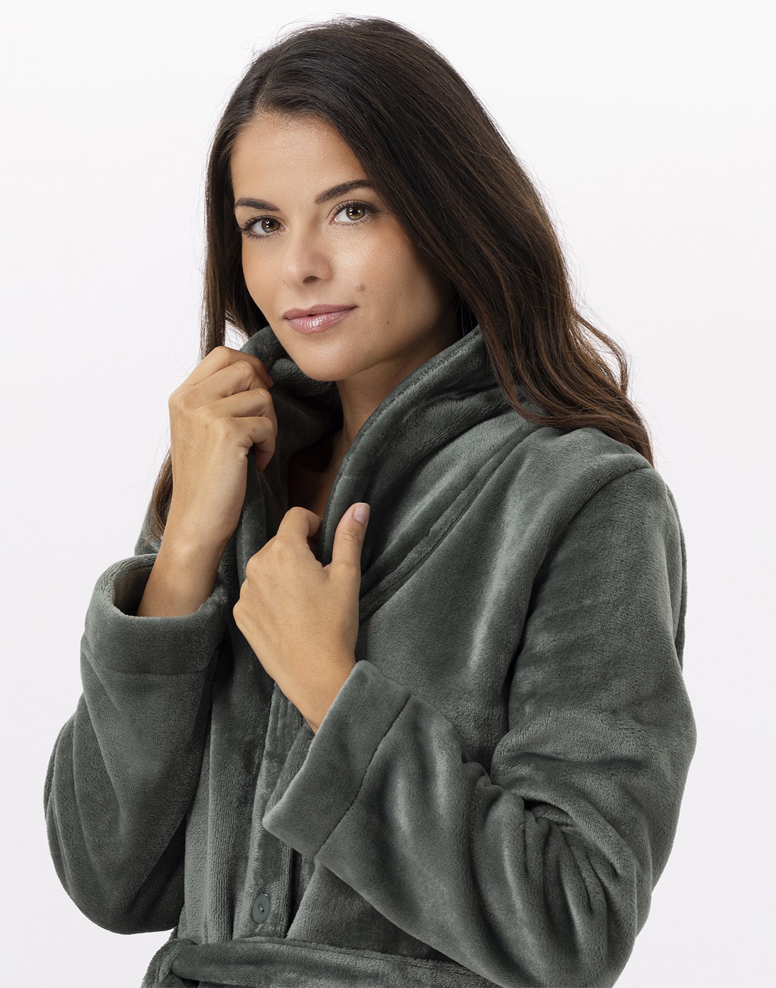 Plush flannel robe LE CHAT Green