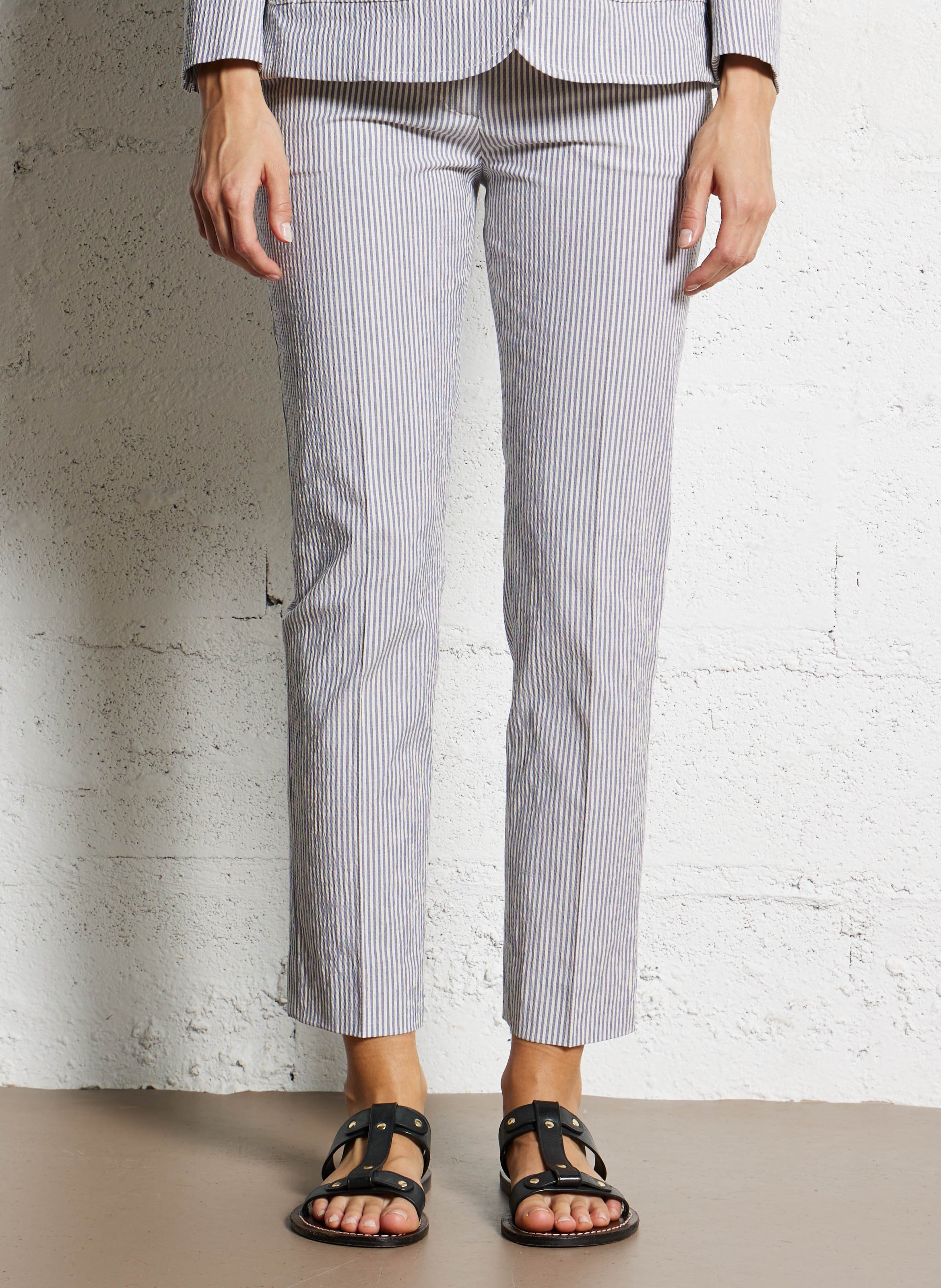 Pantalon cigarette en coton mélangé MAX MARA WEEK END Bleu