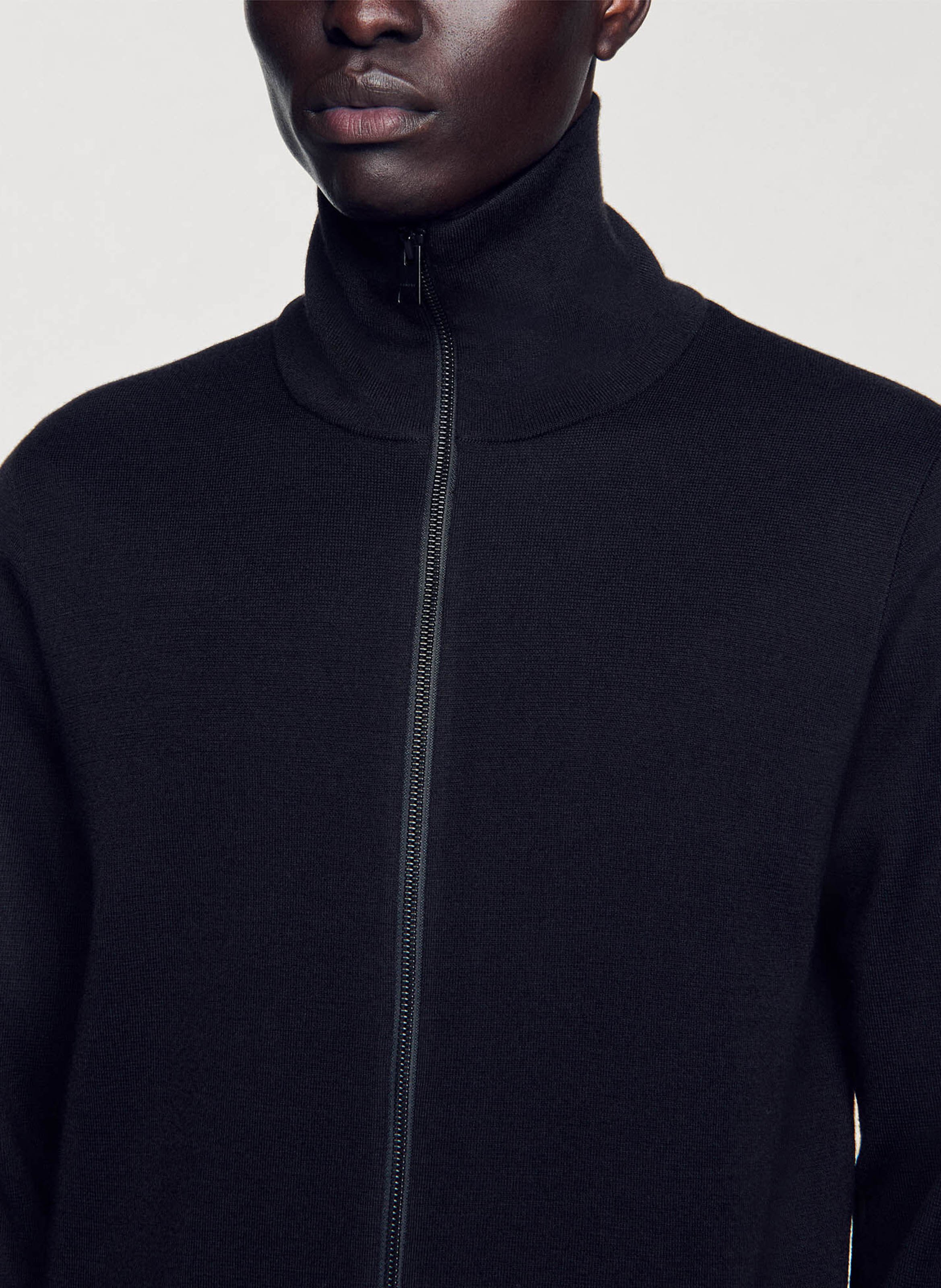 Gilet zippé en laine mélangée SANDRO Noir