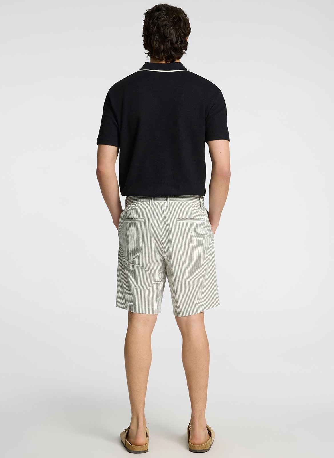 Straight organic cotton-blend shorts SELECTED Blue