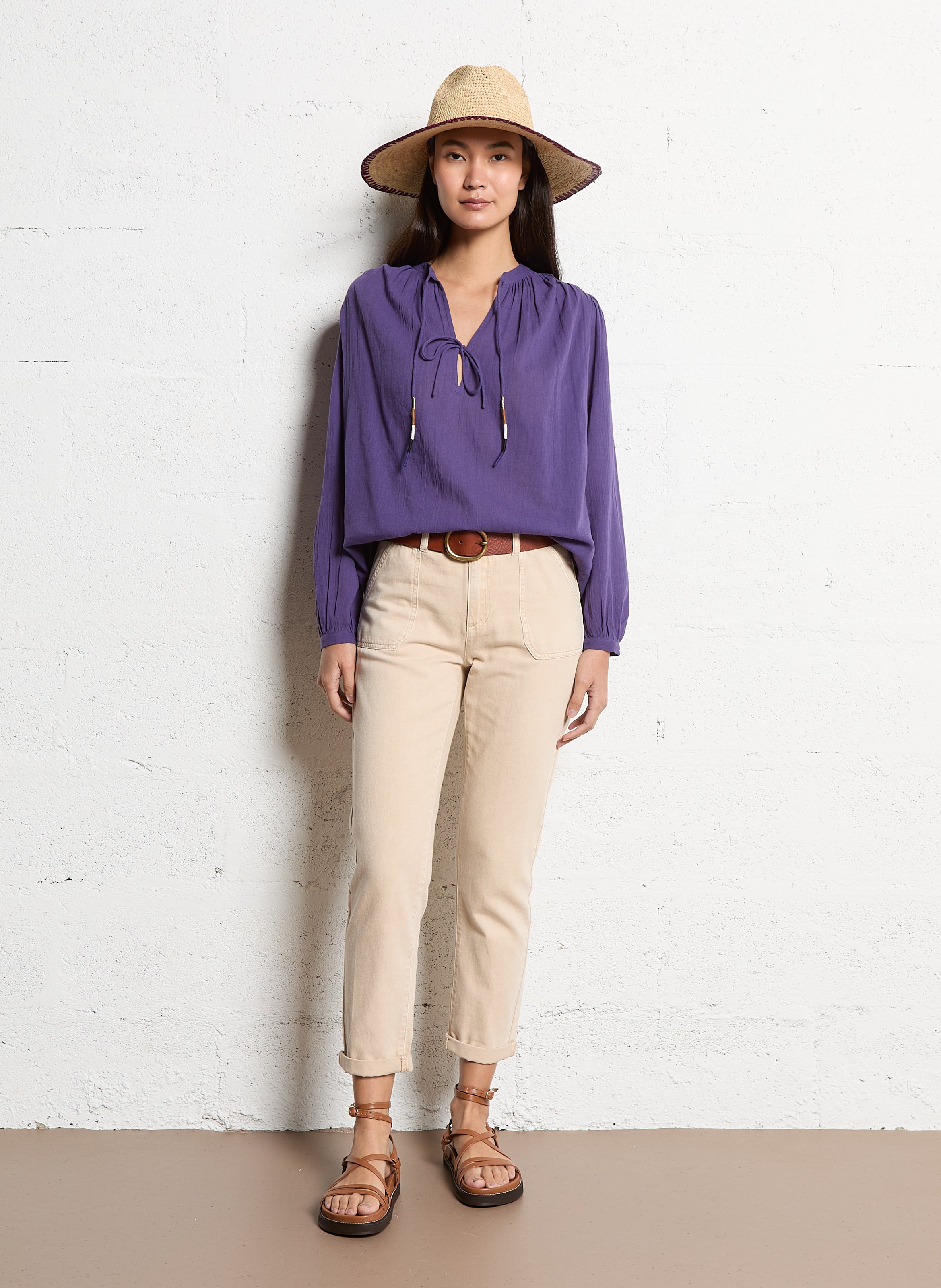 Woven raffia hat - Look 1