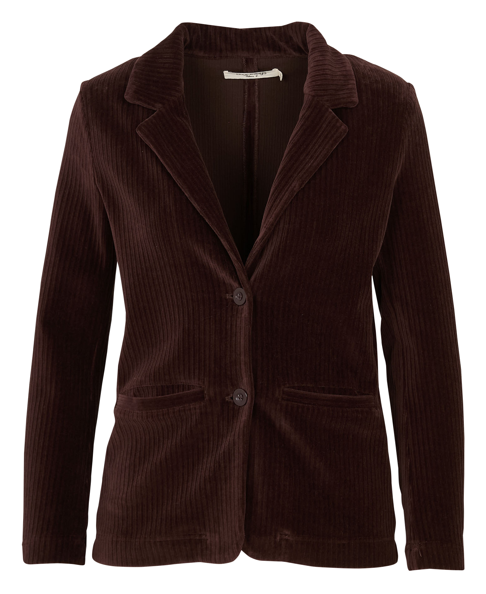 Veste droite col tailleur en velours côtelé NICE THINGS Marron