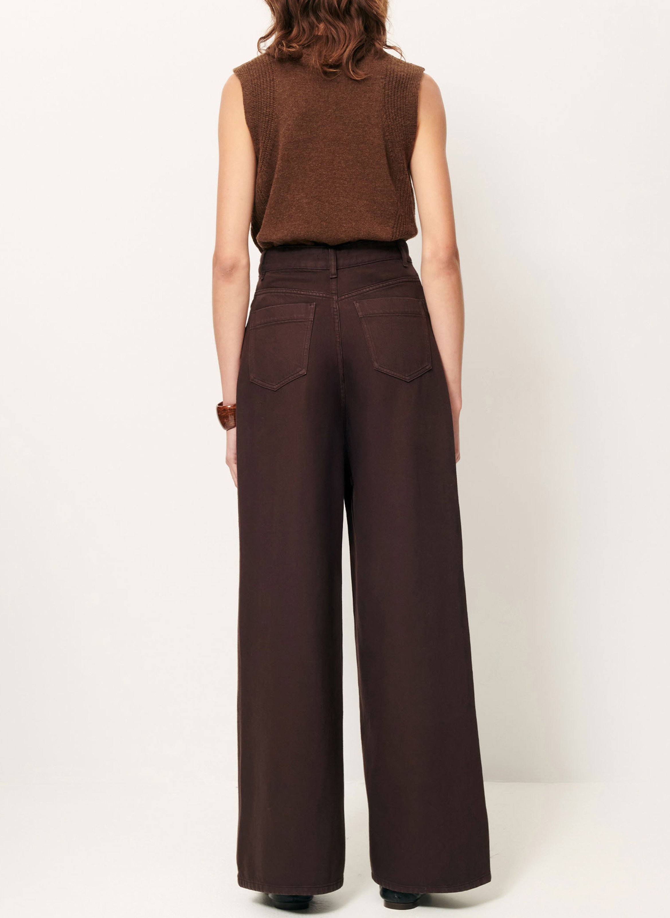 High-rise wide-leg cotton jeans SESSUN Brown