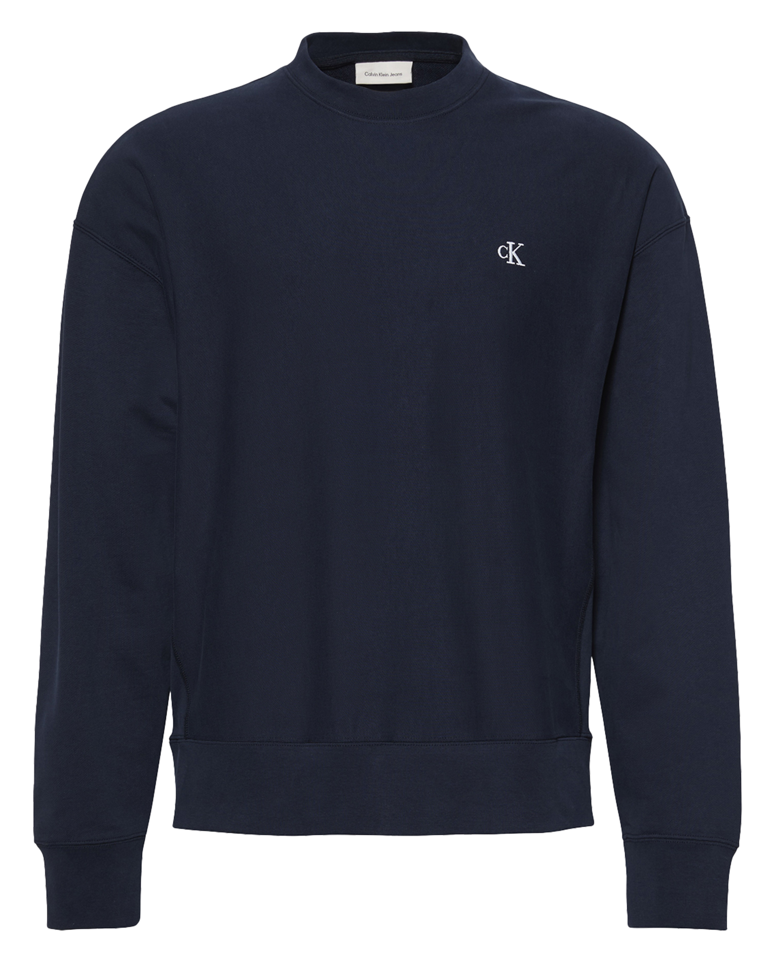 Sweat col rond droit avec broderie logo CALVIN KLEIN Bleu