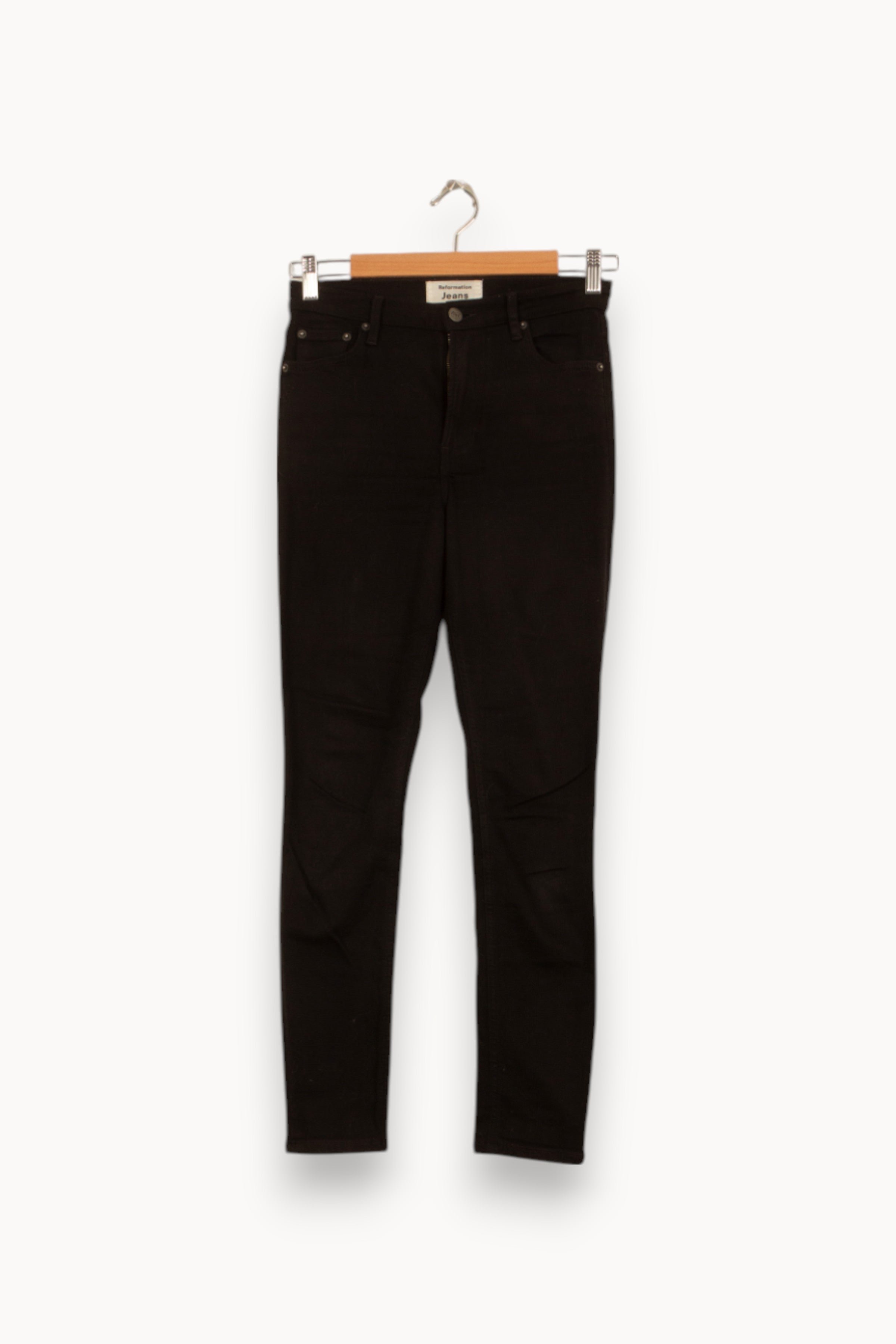 Cropped slim jeans with studs REFORMATION - Seconde Main Black