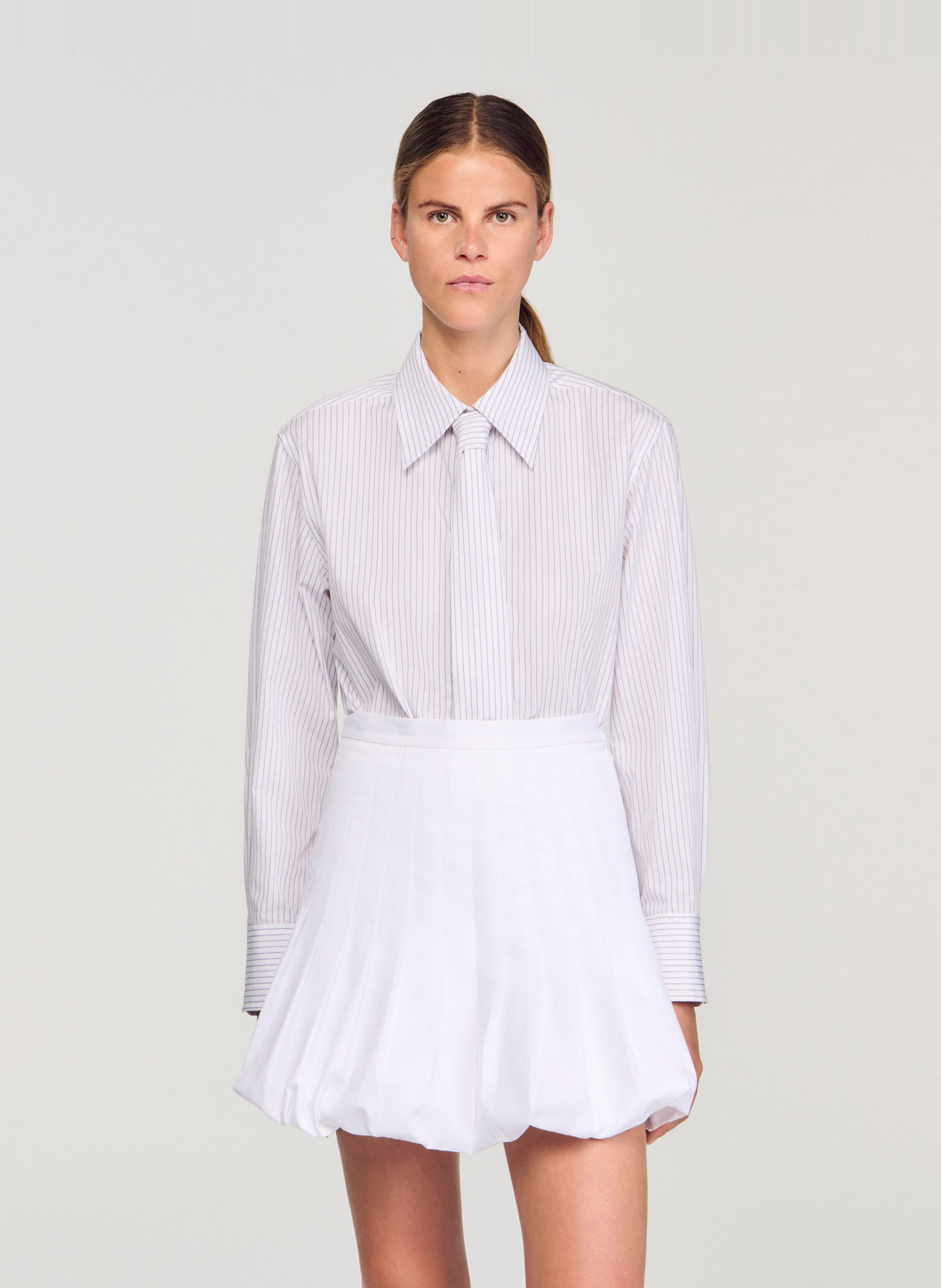 Striped shirt with tie collar SANDRO White