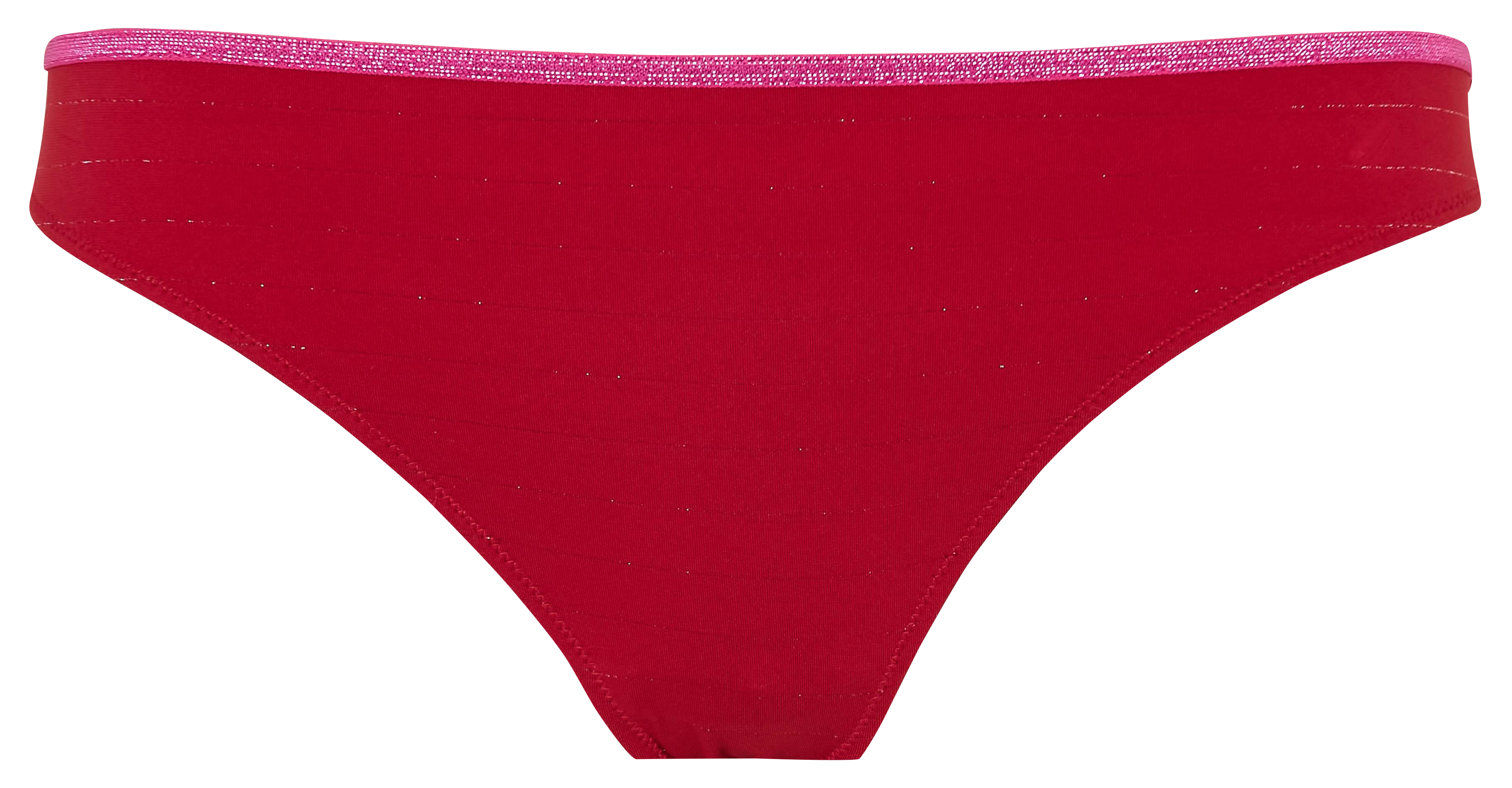 Tanga uni à rayures métallisées LA NOUVELLE Rouge
