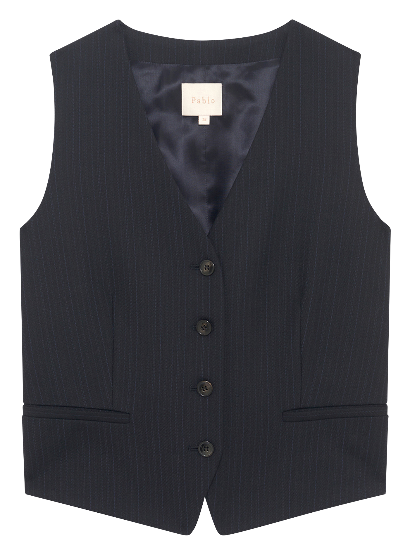 Fitted V-neck Striped Vest PABLO Black