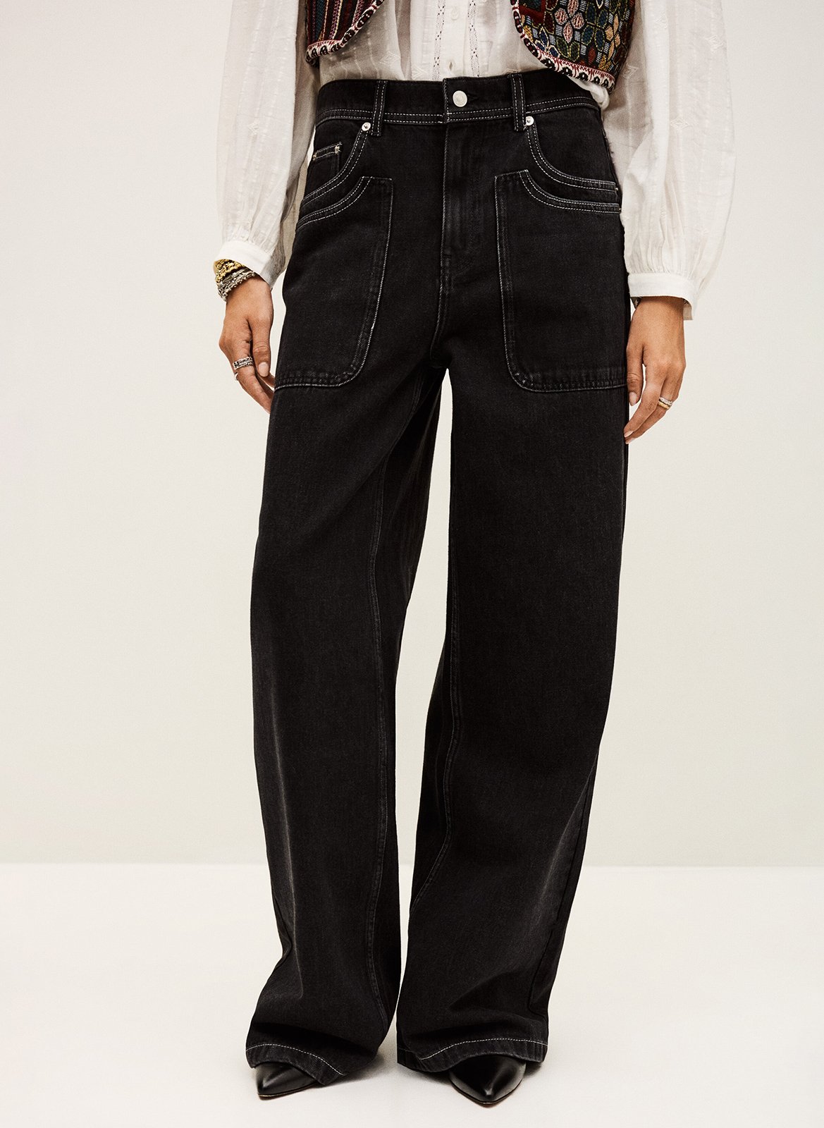 Gekleurde straight-fit jeans met 5 zakken BA&SH Zwart