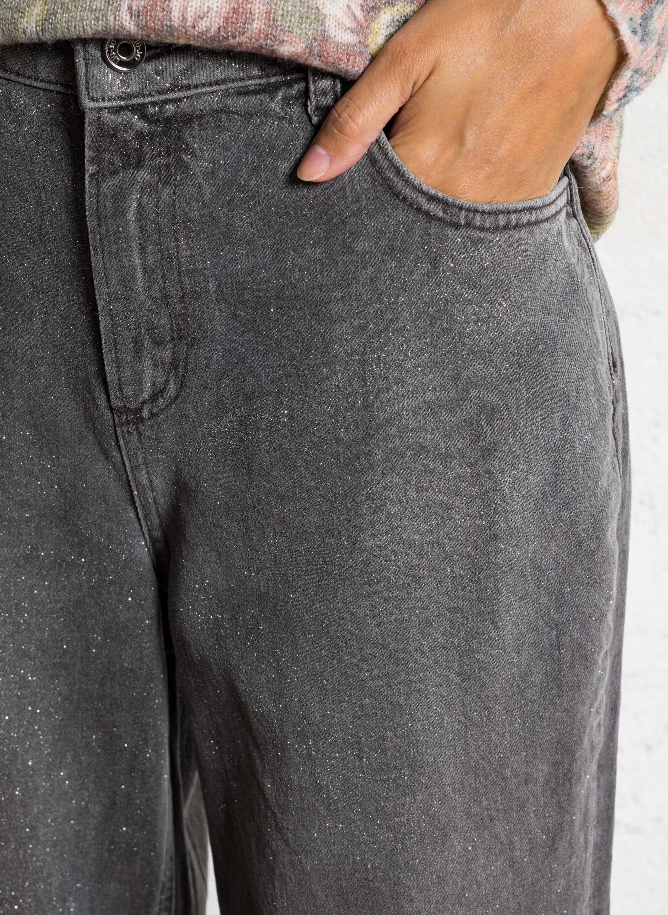 Gerade geschnittene Jeans mit Pailletten LIU JO Schwarz